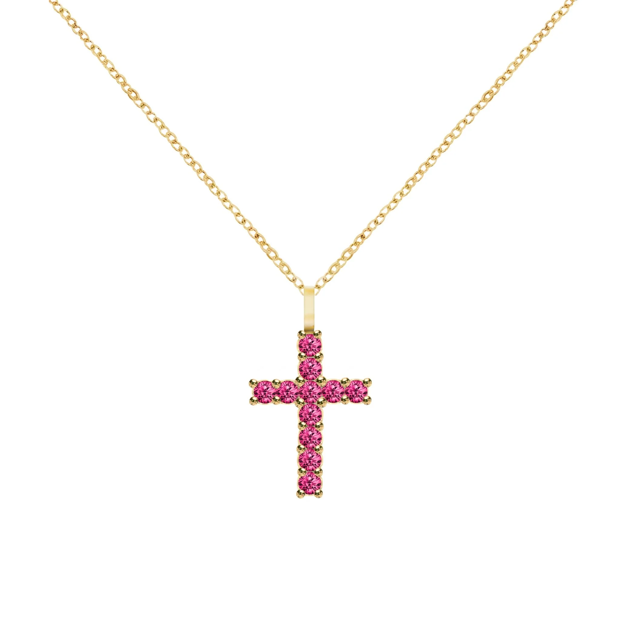 Rosecliff Cross Ruby Pendant in 14k Gold (July) - Image 5