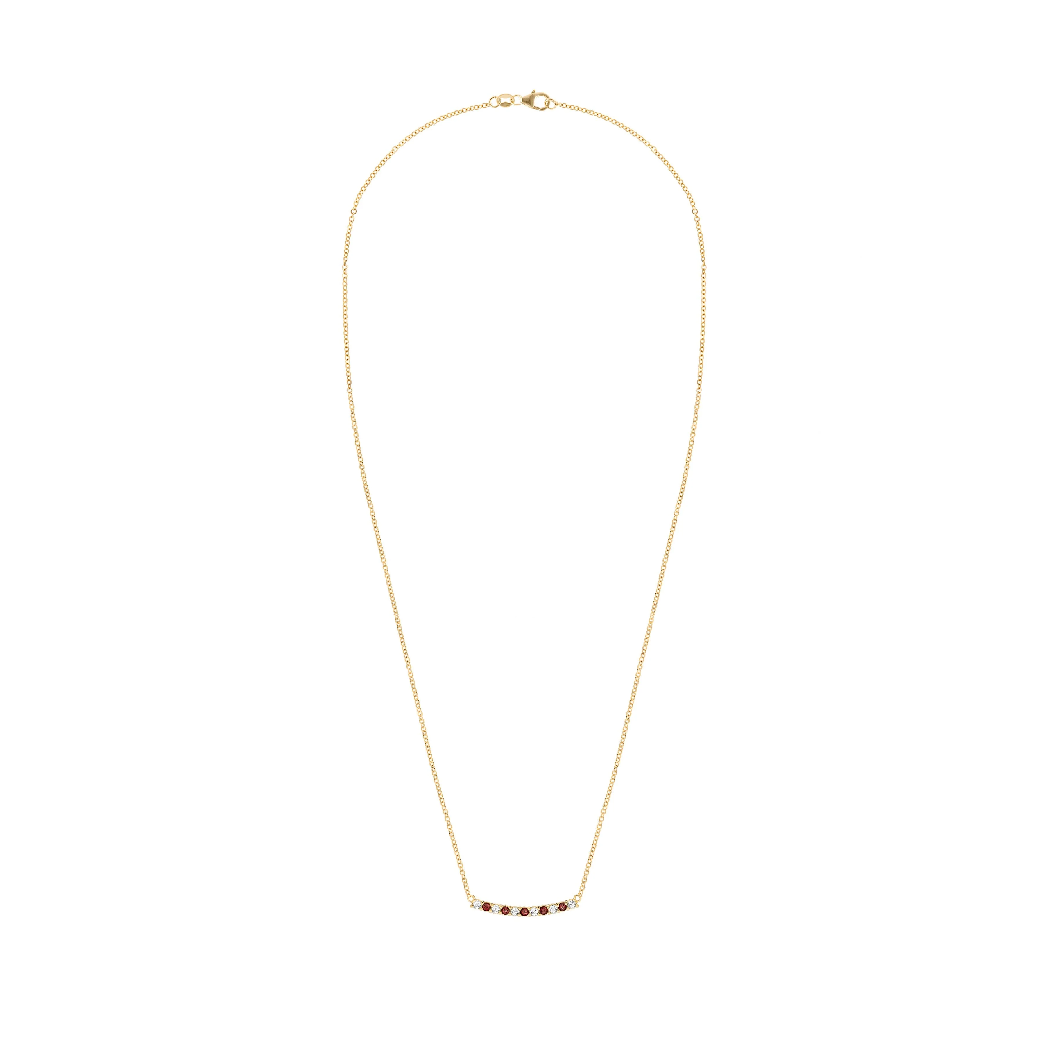 The Vault: Rosecliff Diamond & Garnet Bar Necklace, Yellow Gold Size Small - Image 5