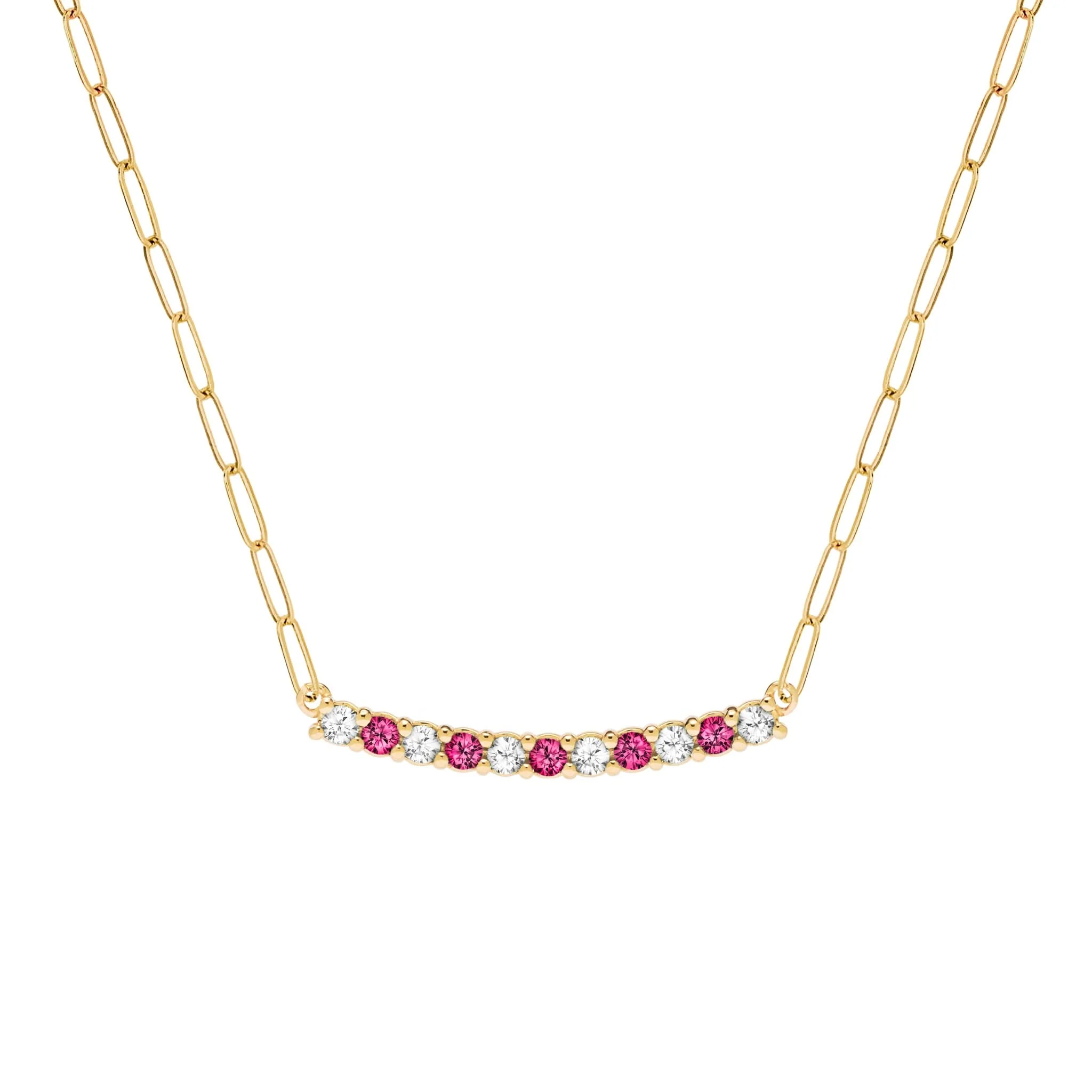 The Vault: Rosecliff Diamond & Ruby Bar Adelaide Mini Necklace, Yellow Gold Size Small