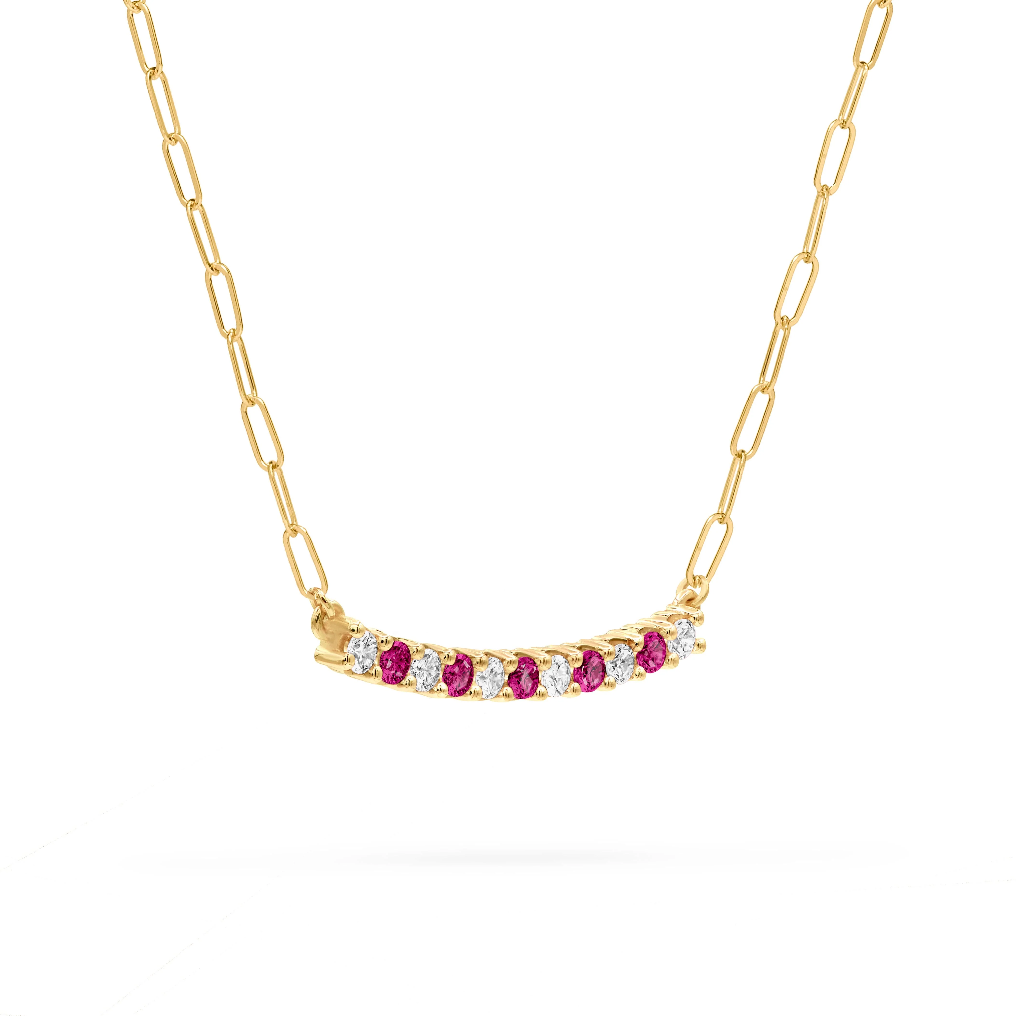 The Vault: Rosecliff Diamond & Ruby Bar Adelaide Mini Necklace, Yellow Gold Size Small - Image 4
