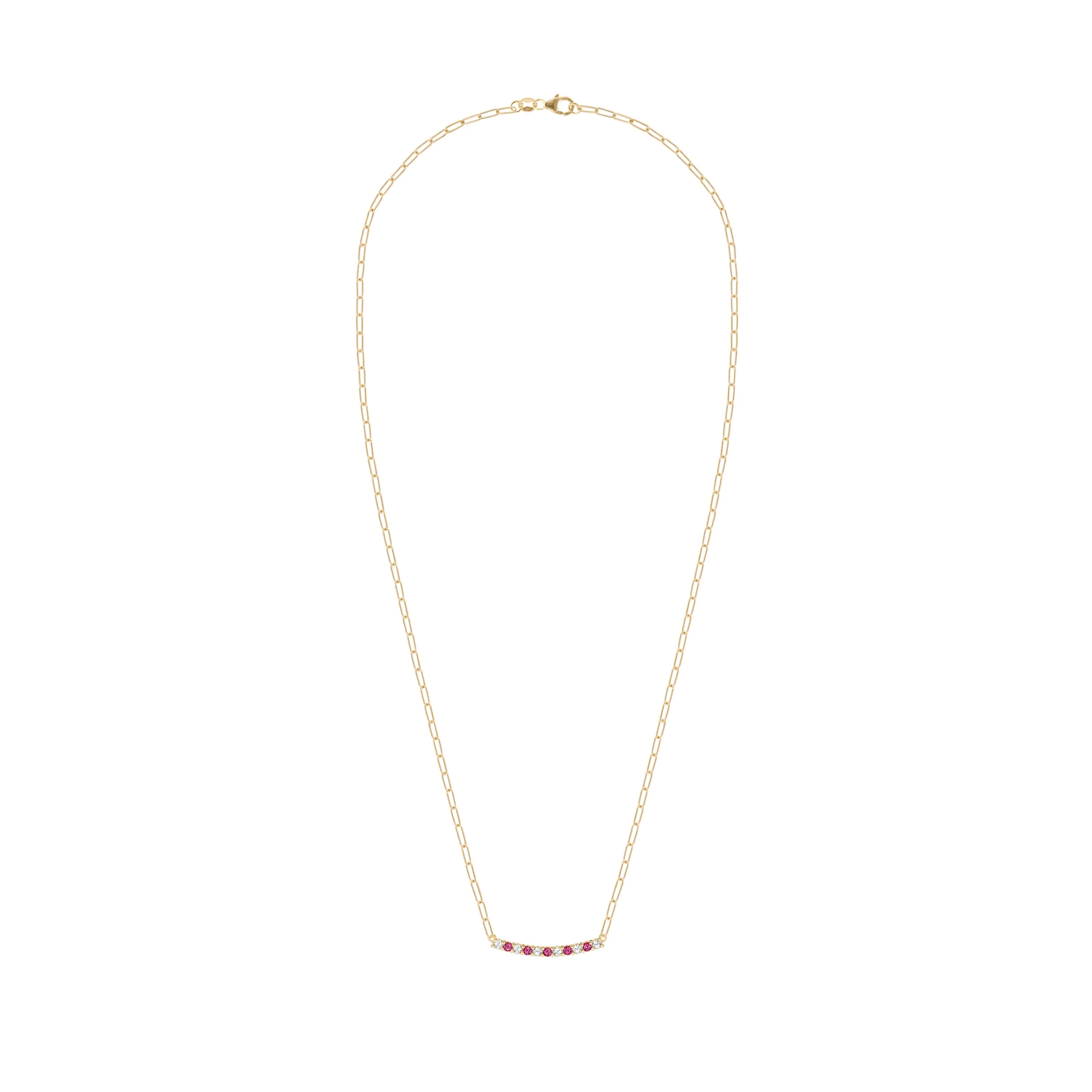 The Vault: Rosecliff Diamond & Ruby Bar Adelaide Mini Necklace, Yellow Gold Size Small - Image 5