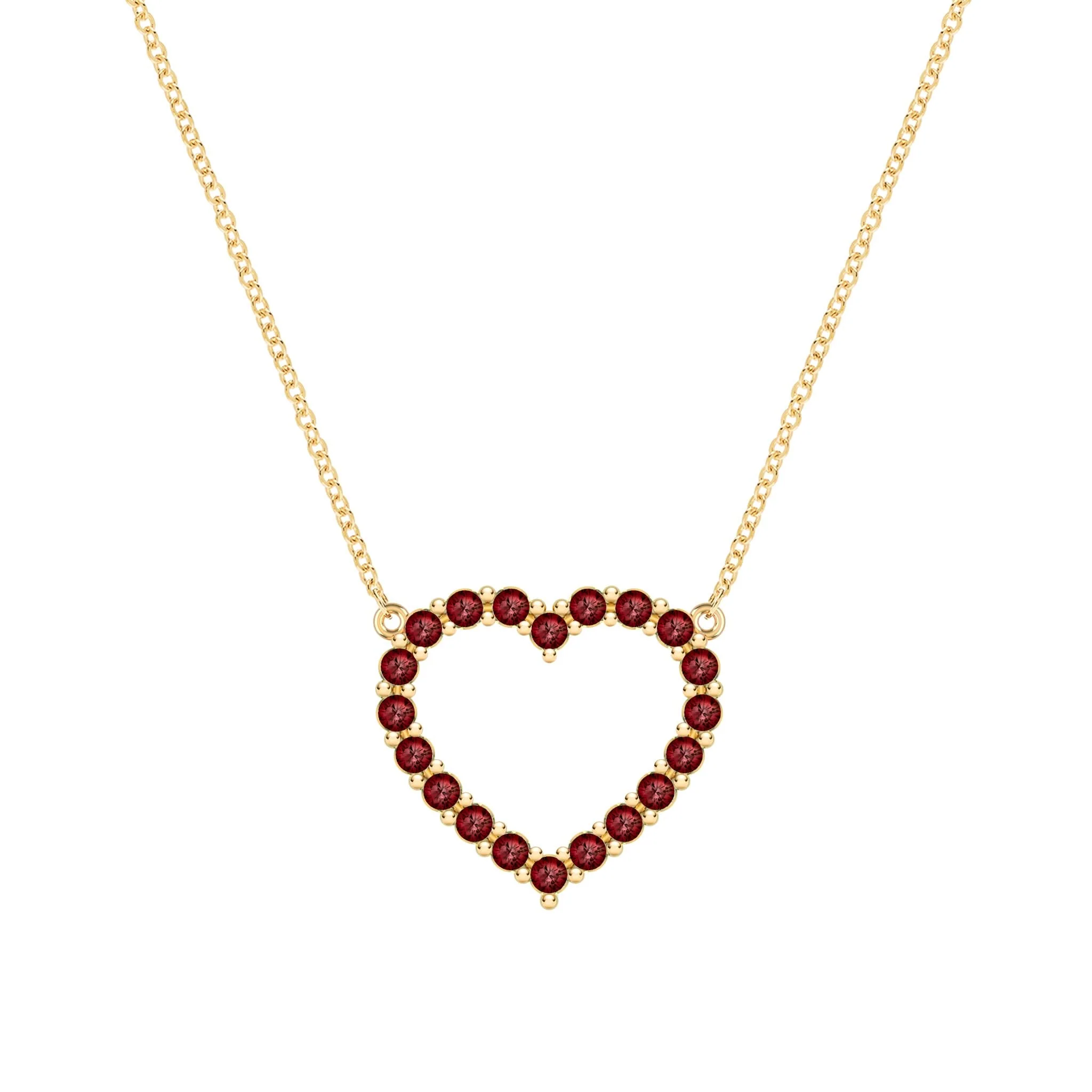The Vault: Rosecliff Heart Garnet Necklace, Yellow Gold Size Large