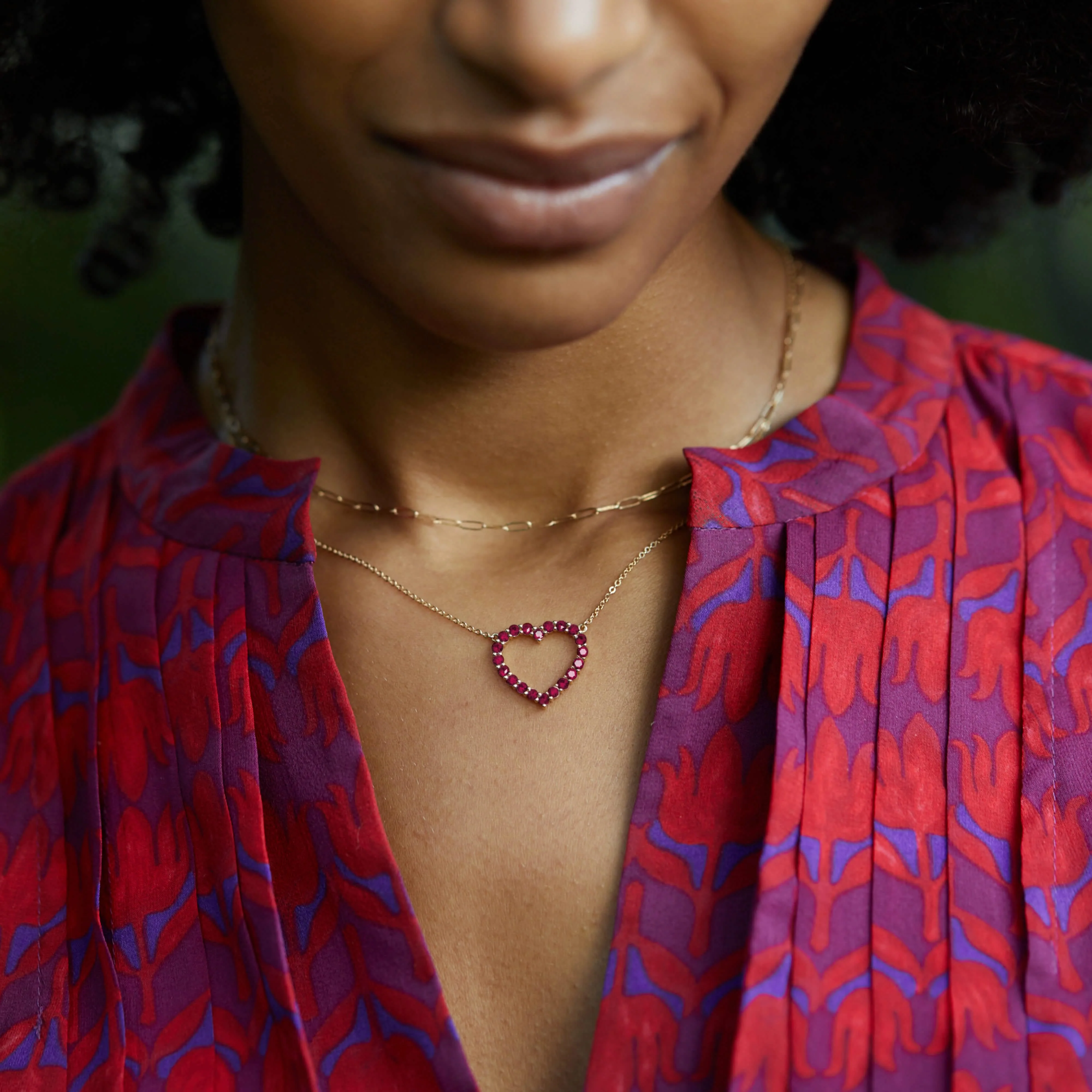 Rosecliff Heart Ruby Necklace in 14k Gold (July) - Image 3