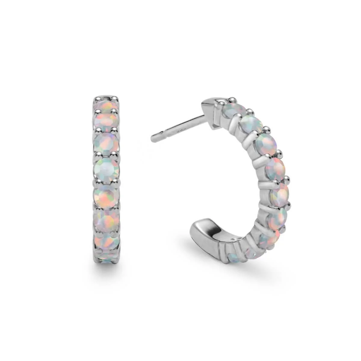 Rosecliff Opal Huggie Hoop Earrings in 14k Gold (October) - Image 5