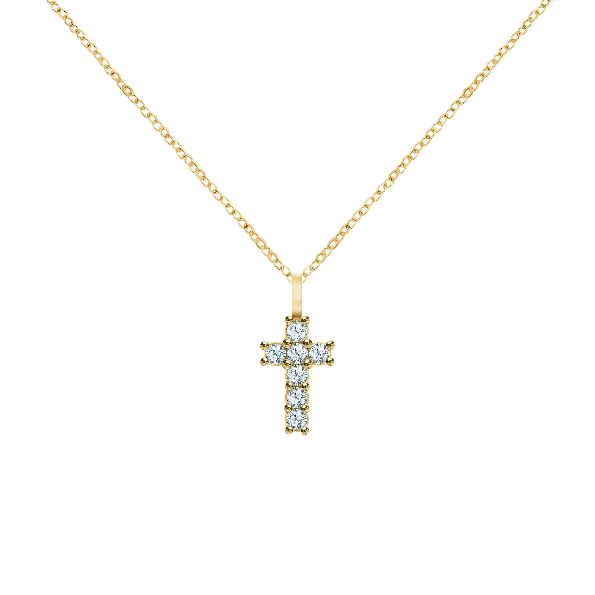 The Vault: Rosecliff Small Cross Aquamarine Pendant, Yellow Gold - Image 5