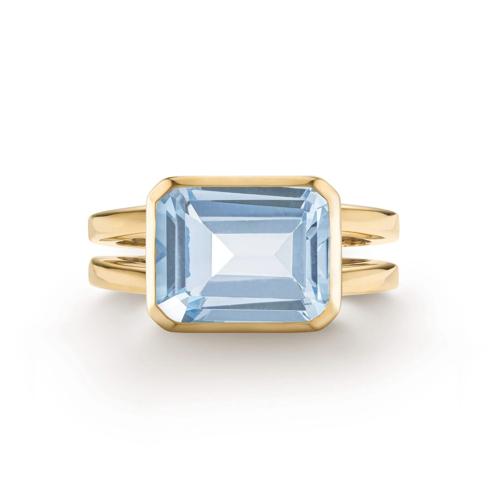 Warren Horizontal Aquamarine Ring in 14k Gold (March)