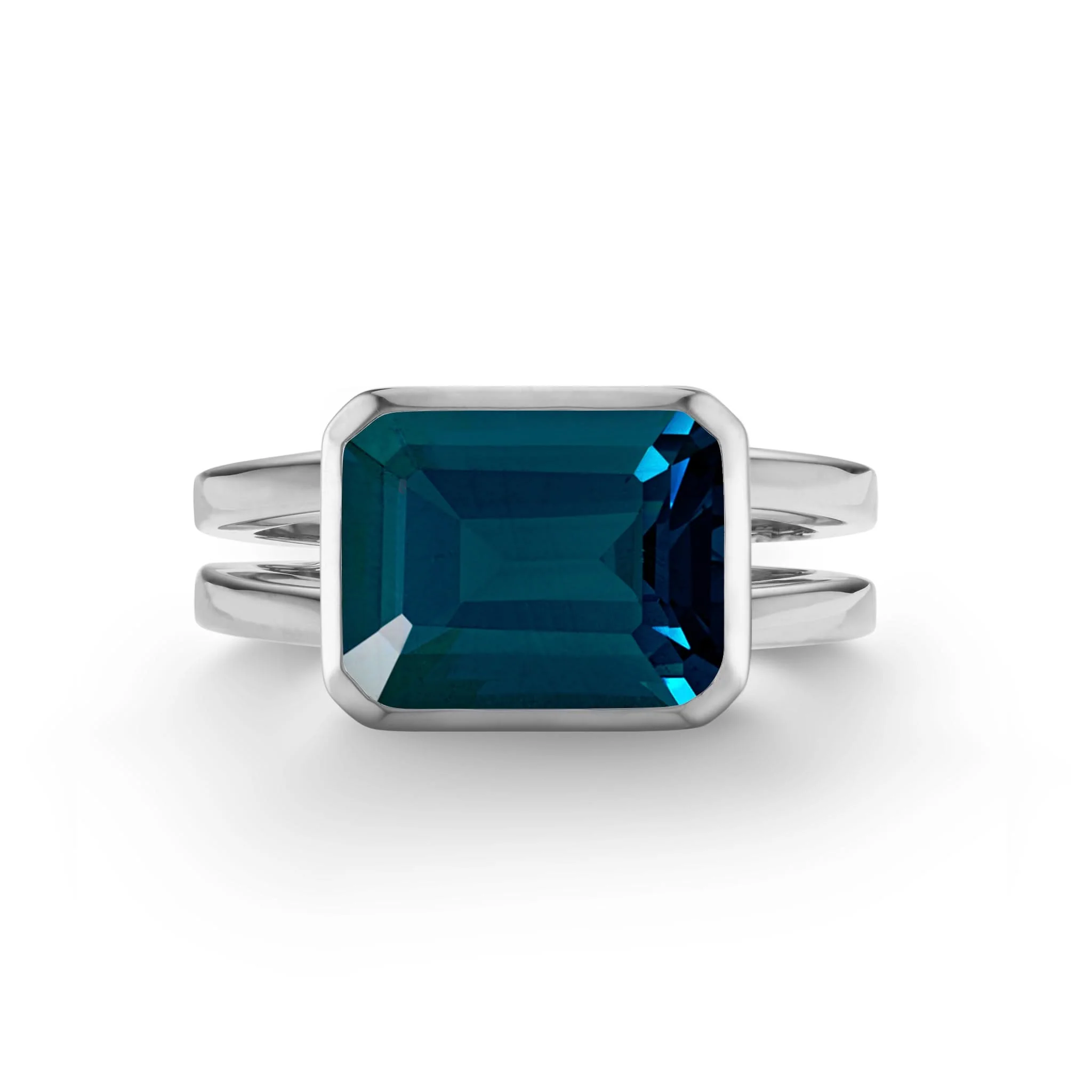 Warren Horizontal Atlantic Blue Topaz Ring in 14k Gold (December) - Image 8