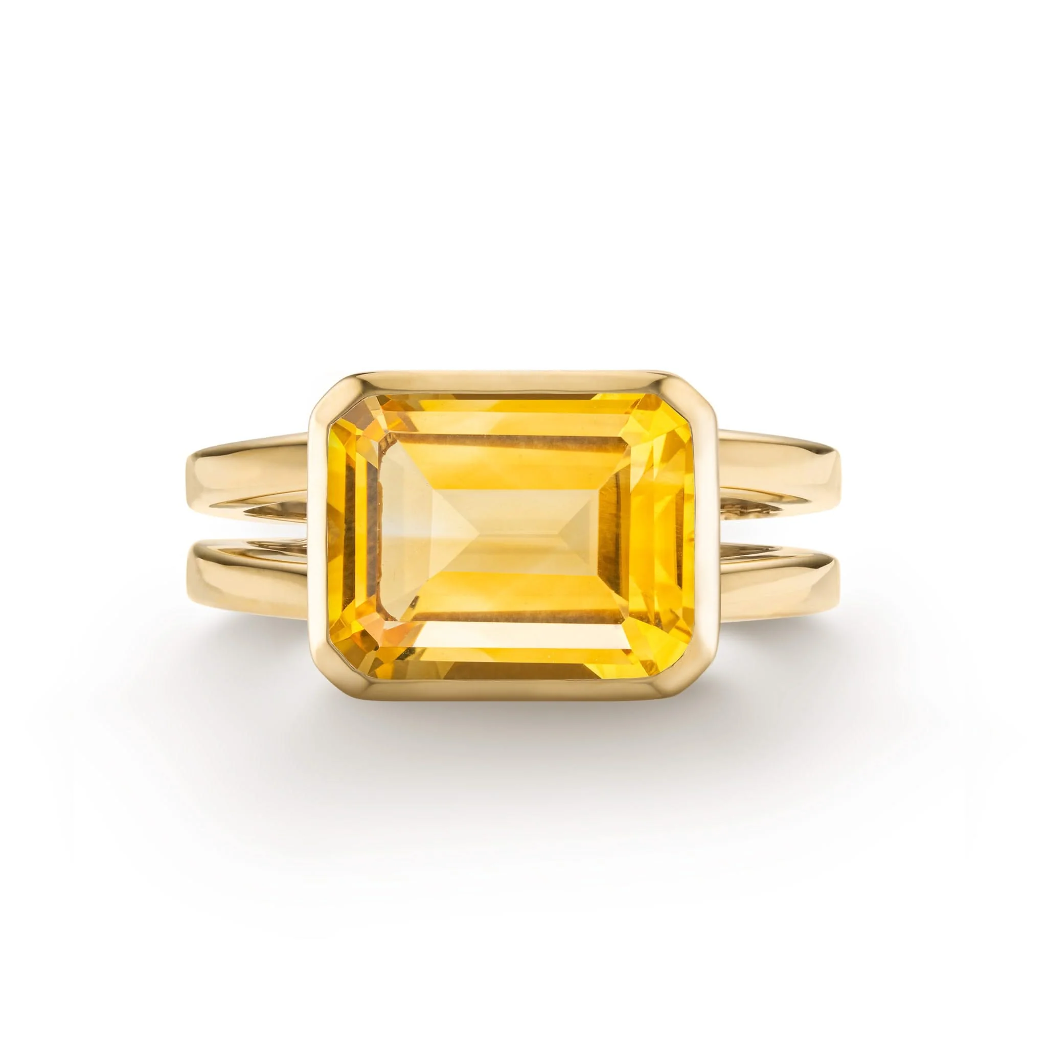 The Vault: Warren Horizontal Citrine Ring, Yellow Gold Size 7