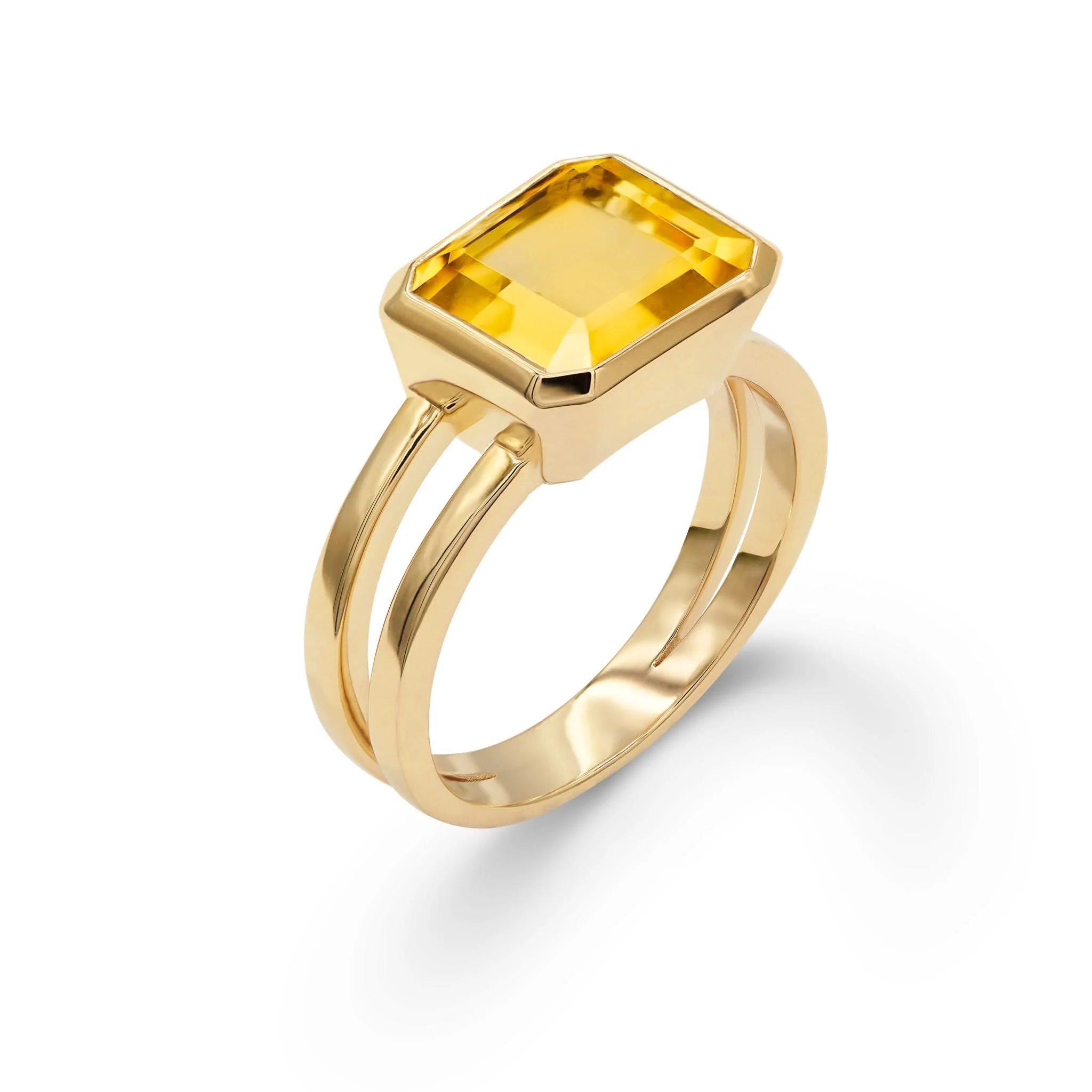 The Vault: Warren Horizontal Citrine Ring, Yellow Gold Size 7 - Image 4