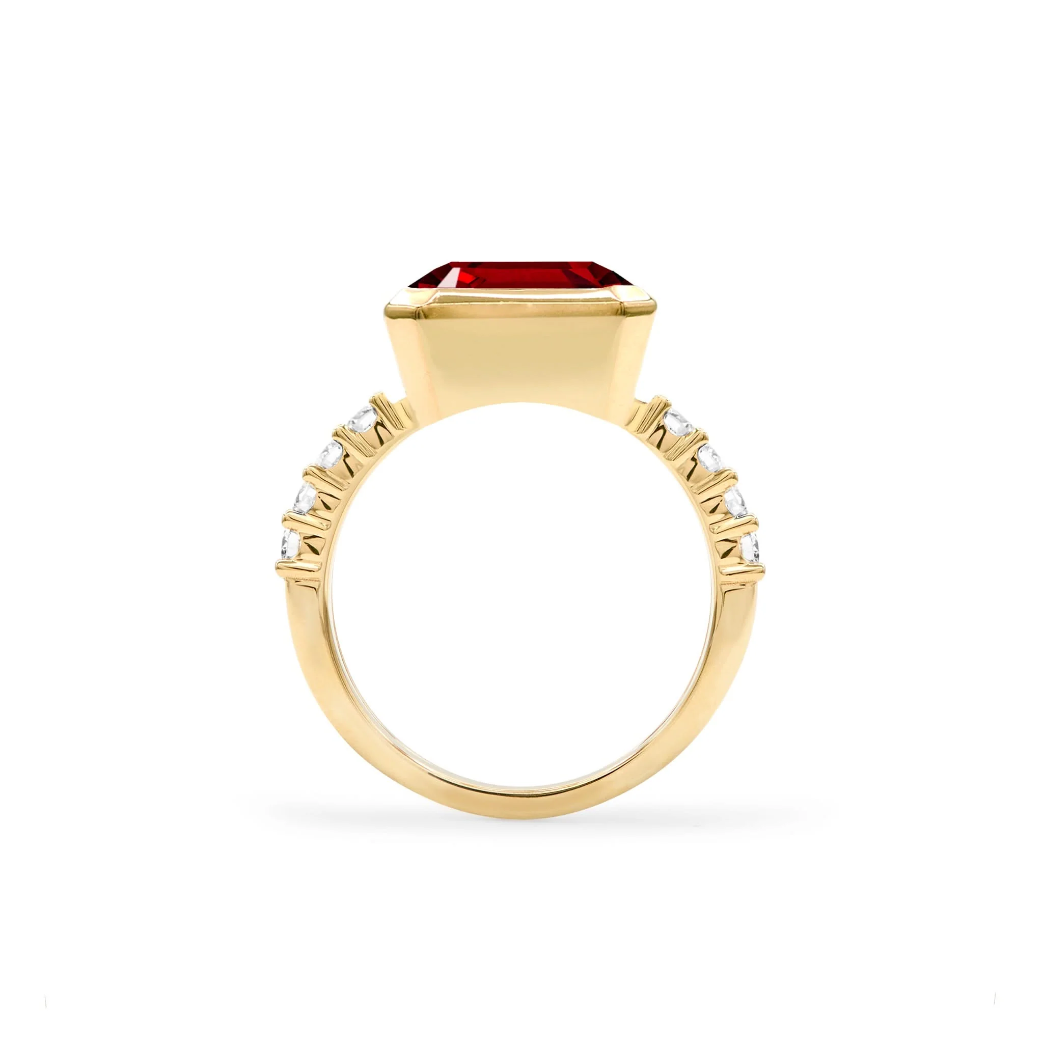 Warren Horizontal Garnet Ring with Diamonds in 14k Gold (January) - Image 5