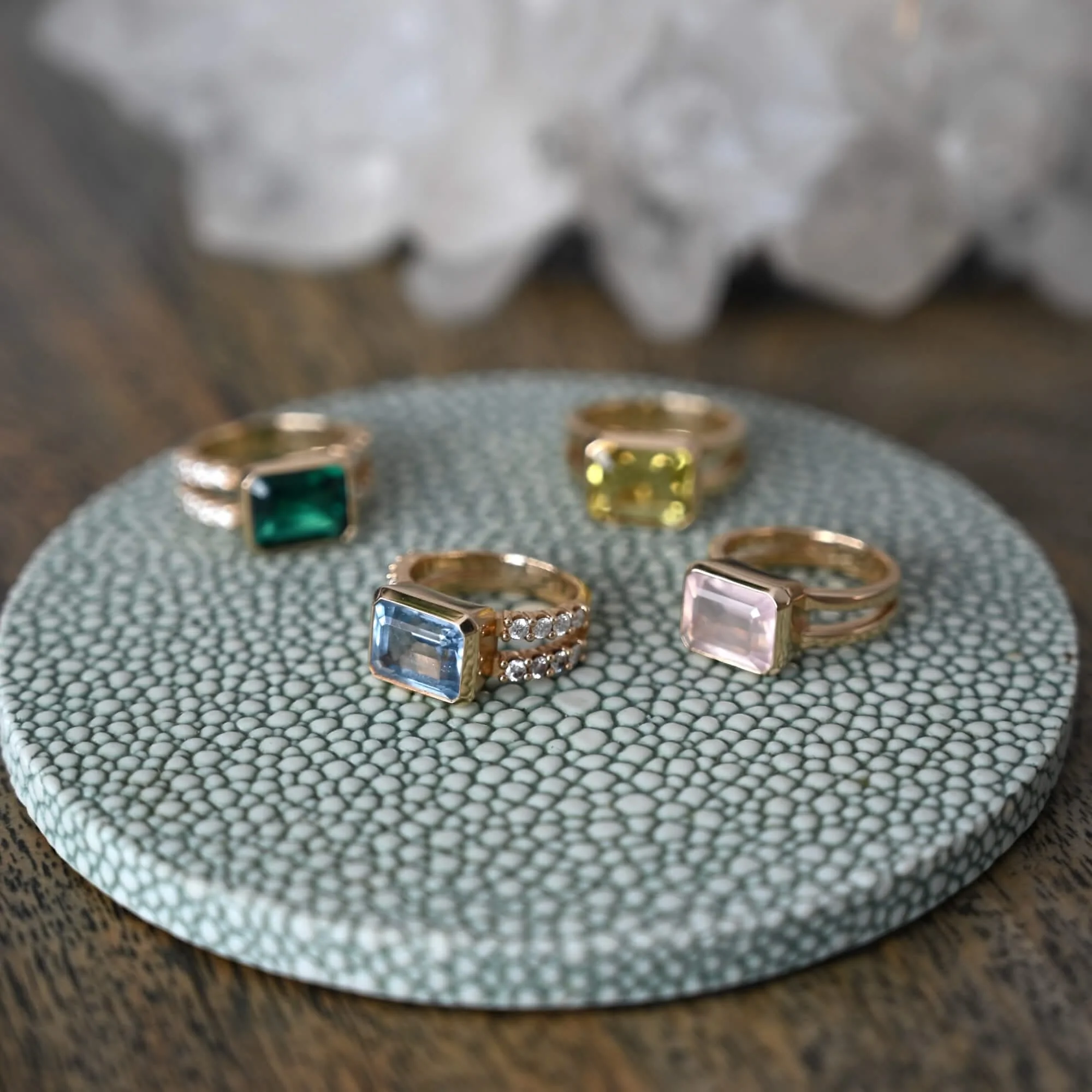 The Vault: Warren Horizontal Rose Quartz Ring, White Gold Size 7 - Image 5