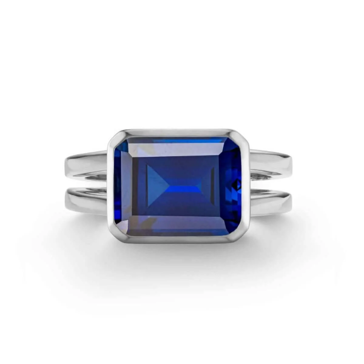 The Vault: Warren Horizontal Sapphire Ring, White Gold Size 4.5