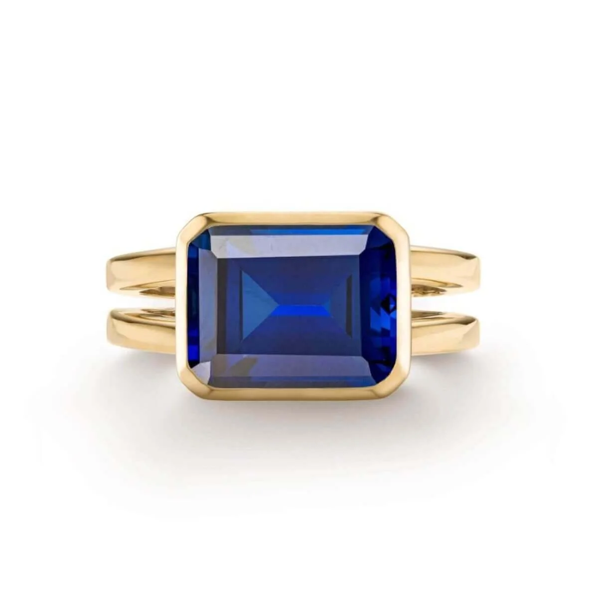 The Vault: Warren Horizontal Sapphire Ring, Yellow Gold Size 8.5