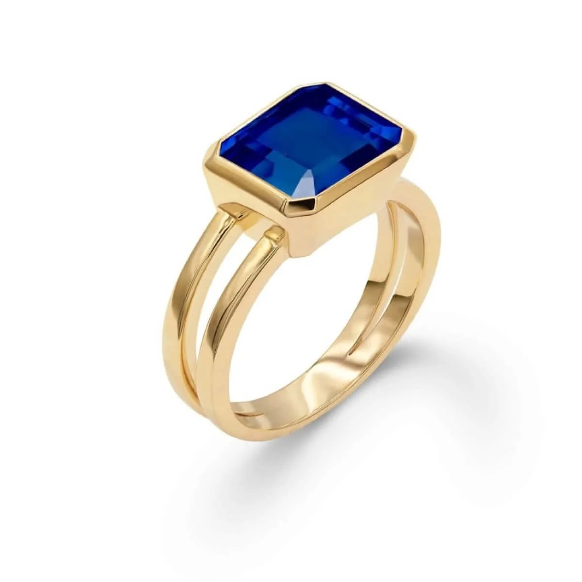 The Vault: Warren Horizontal Sapphire Ring, Yellow Gold Size 8.5 - Image 4