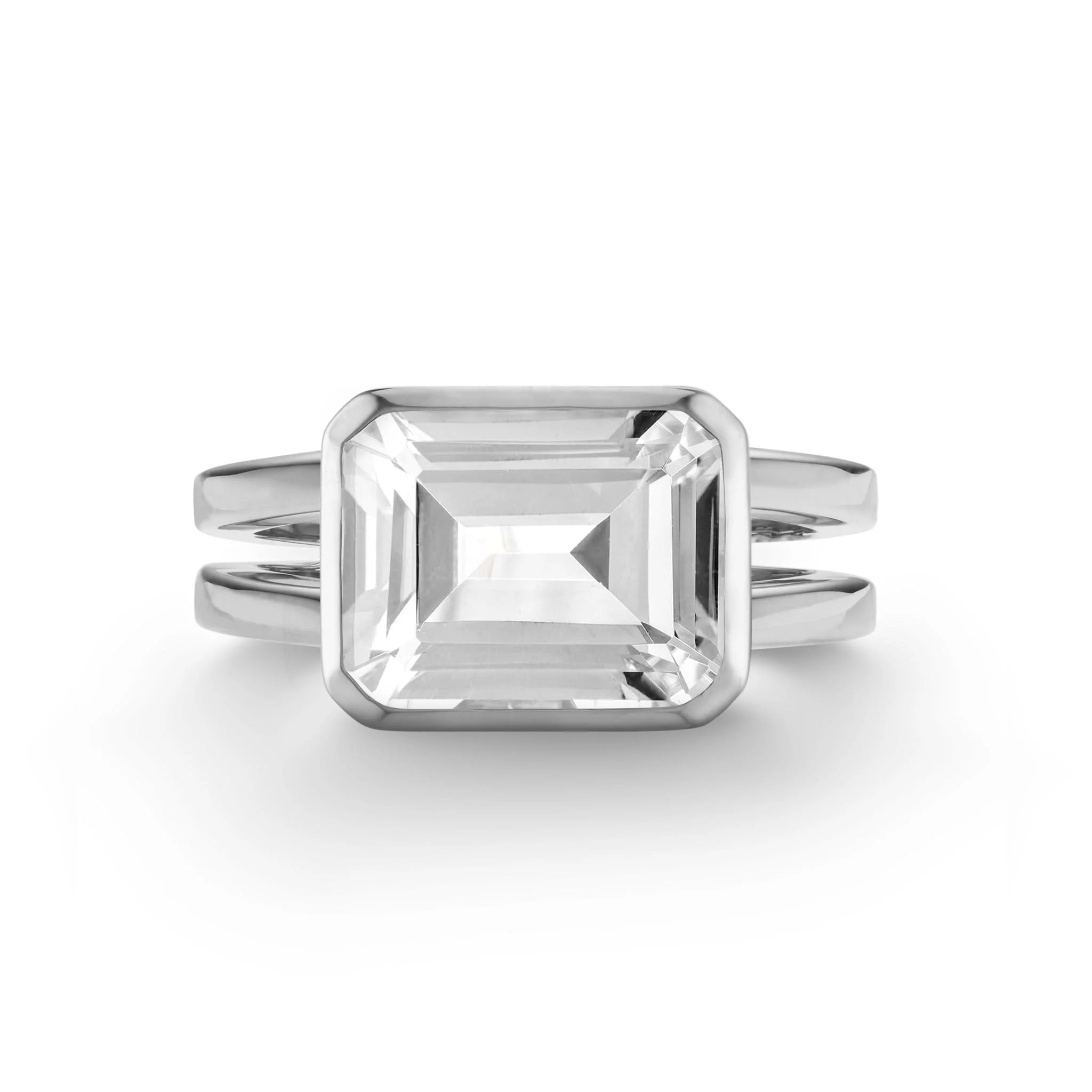 The Vault: Warren Horizontal White Topaz Ring, White Gold Size 9