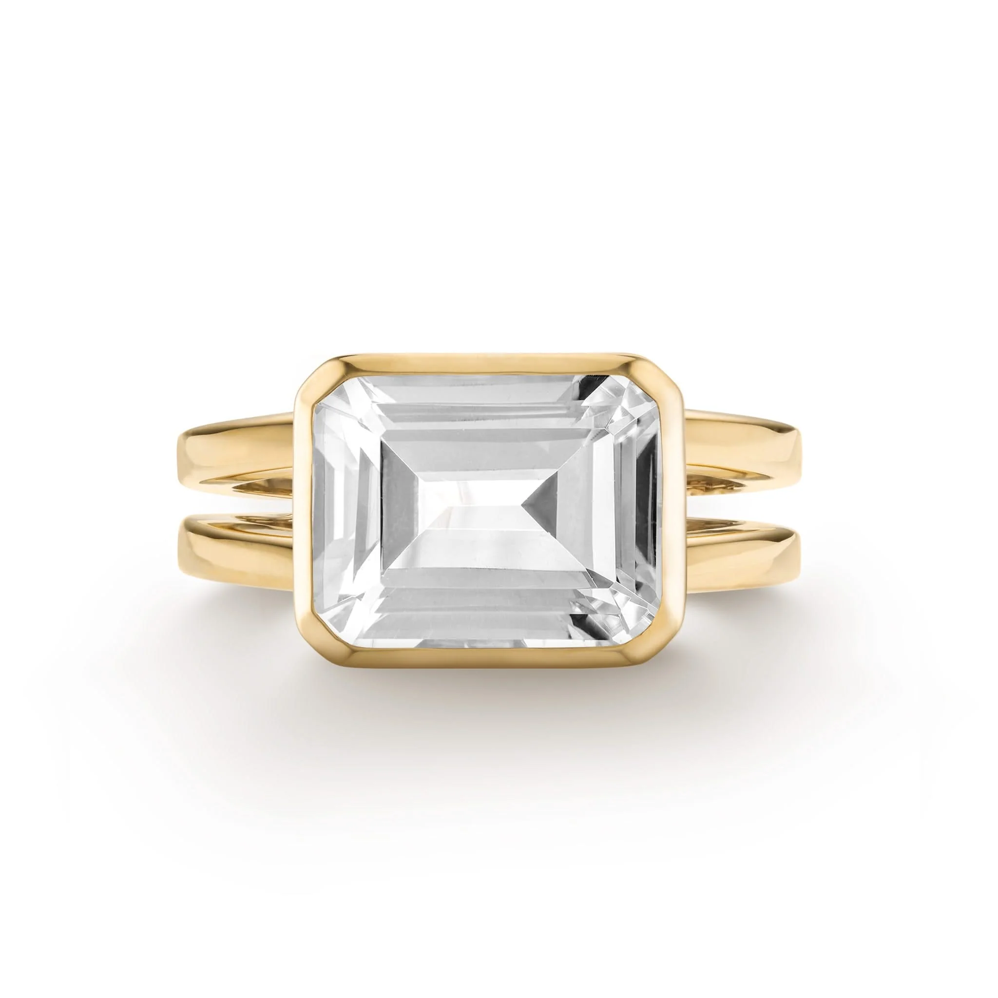 Warren Horizontal White Topaz Ring in 14k Gold (April)