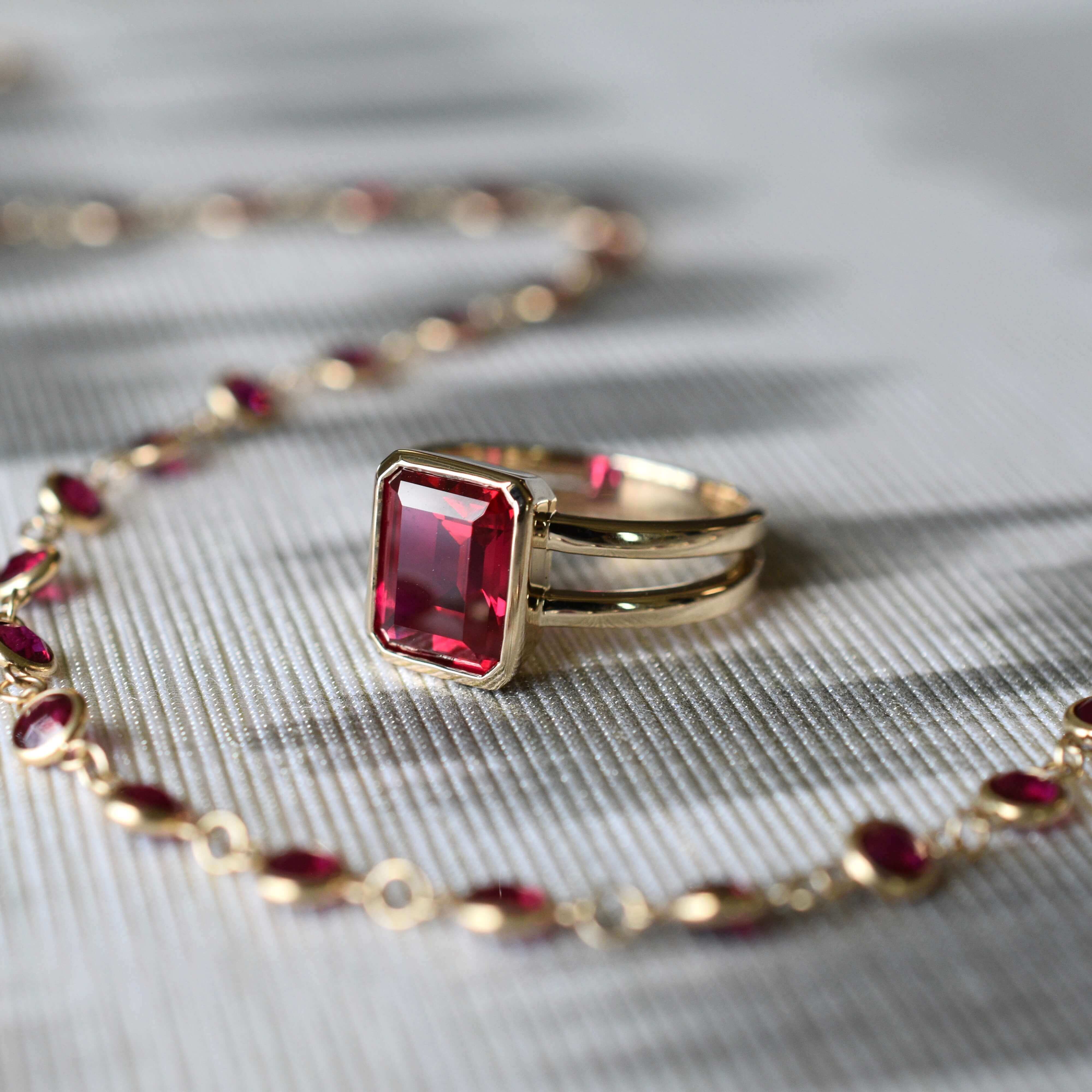 The Vault: Warren Vertical Ruby Ring, White Gold Size 8 - Image 6