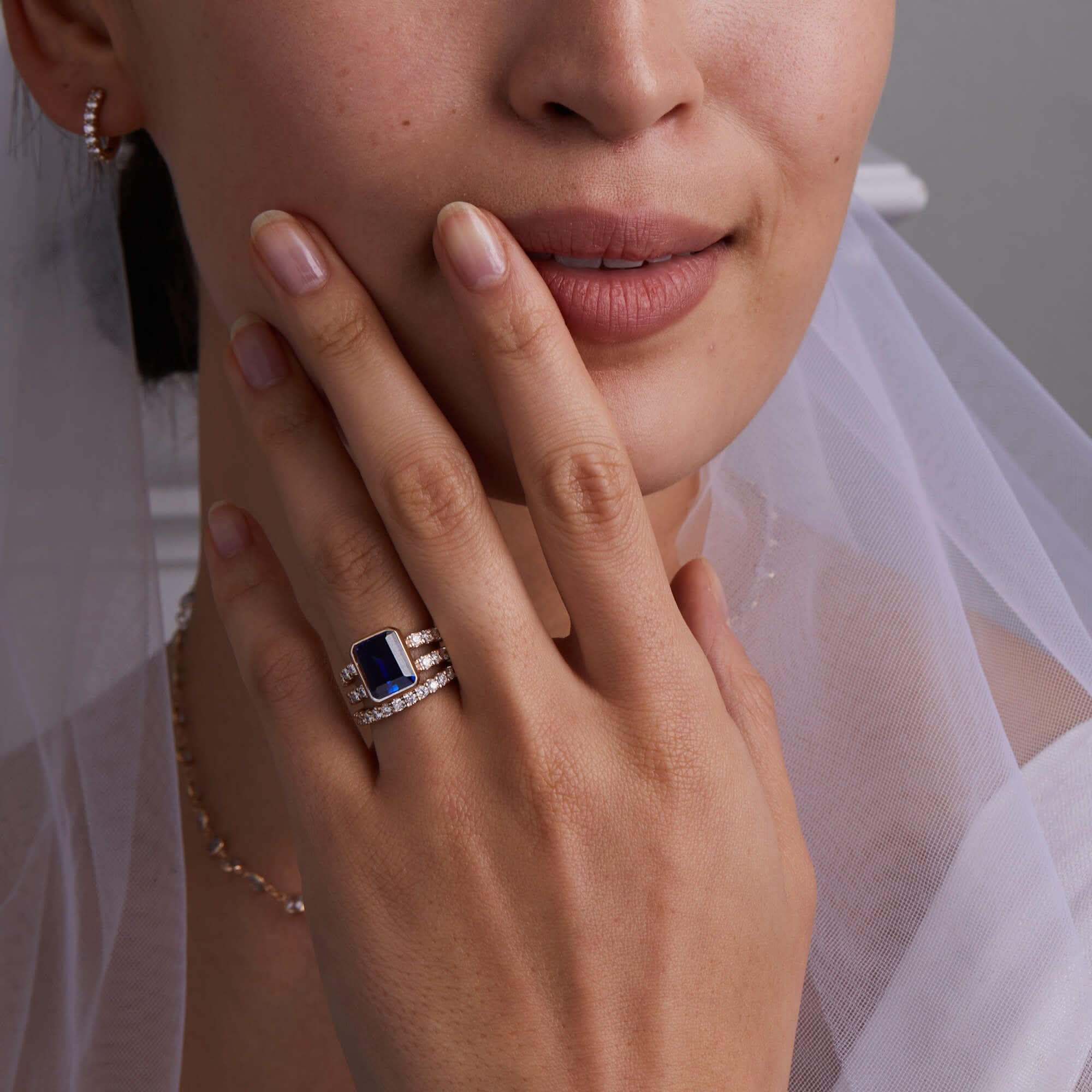 Warren Vertical Sapphire Ring with Diamonds in 14k Gold (September) - Image 6