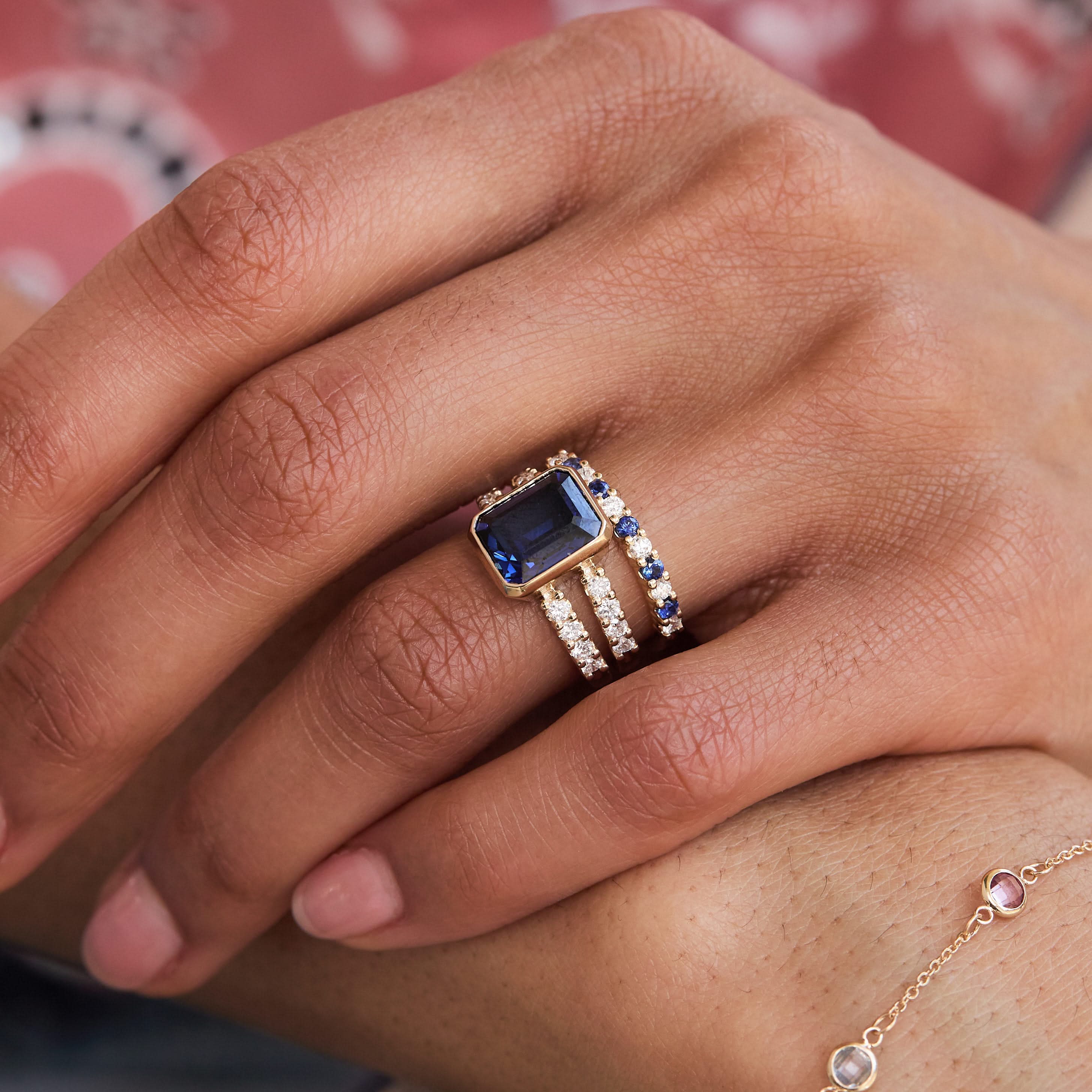 Warren Vertical Sapphire Ring with Diamonds in 14k Gold (September) - Image 9