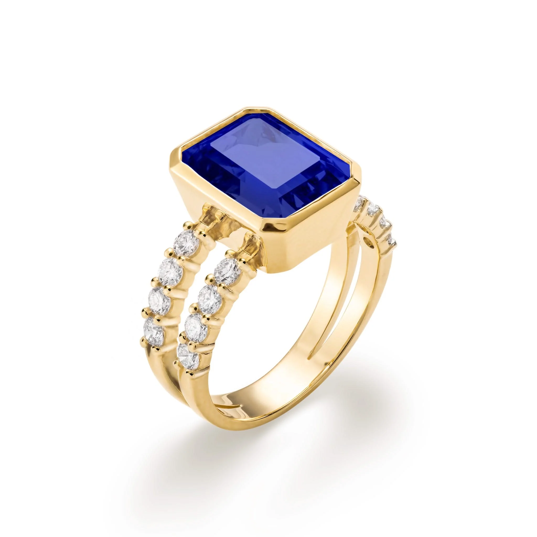 Warren Vertical Sapphire Ring with Diamonds in 14k Gold (September) - Image 4