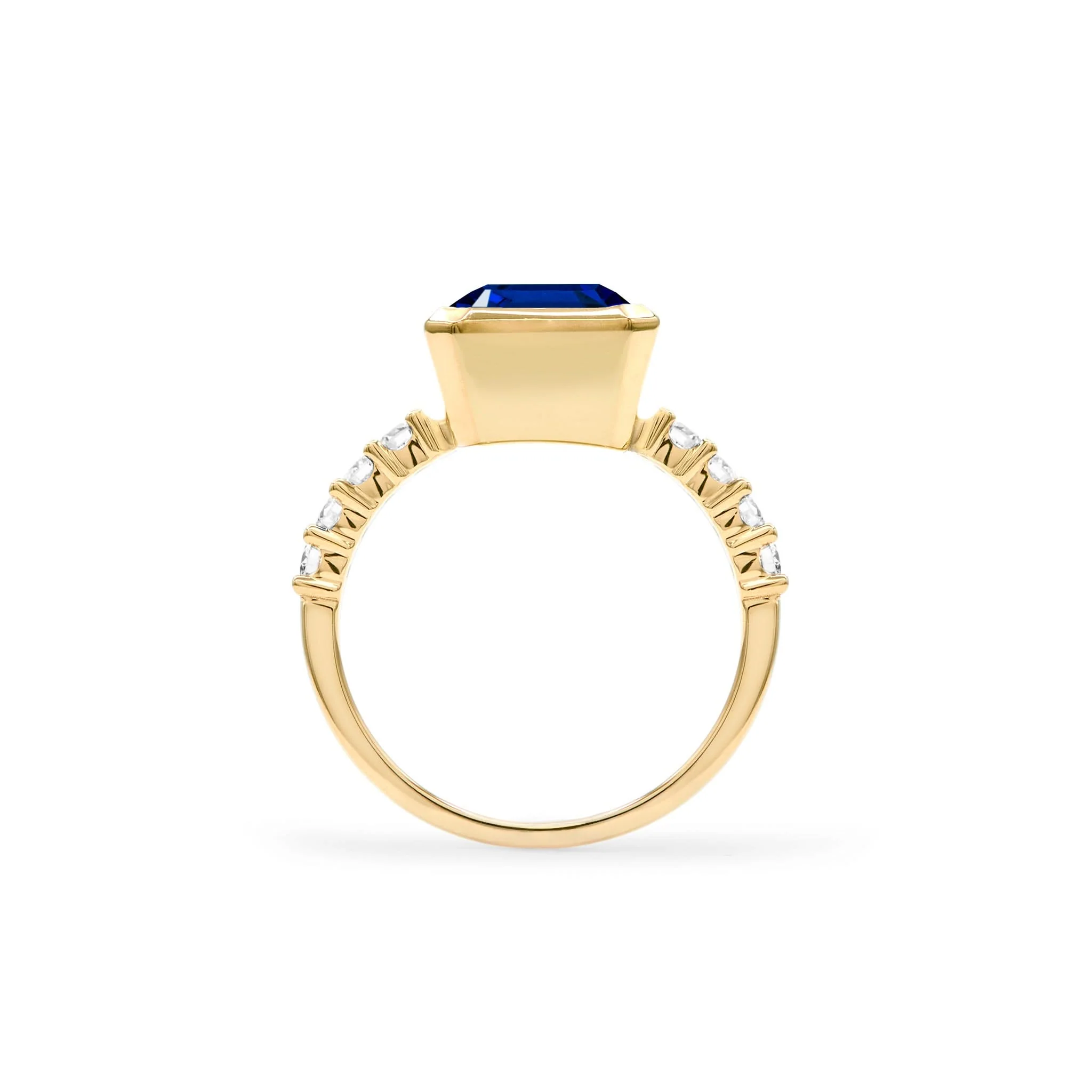 Warren Vertical Sapphire Ring with Diamonds in 14k Gold (September) - Image 5