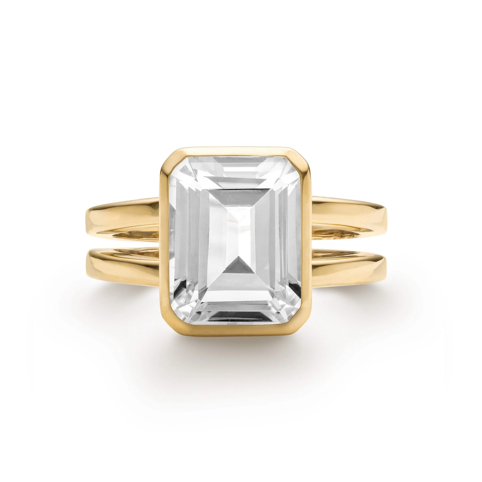 Warren Vertical White Topaz Ring in 14k Gold (April)