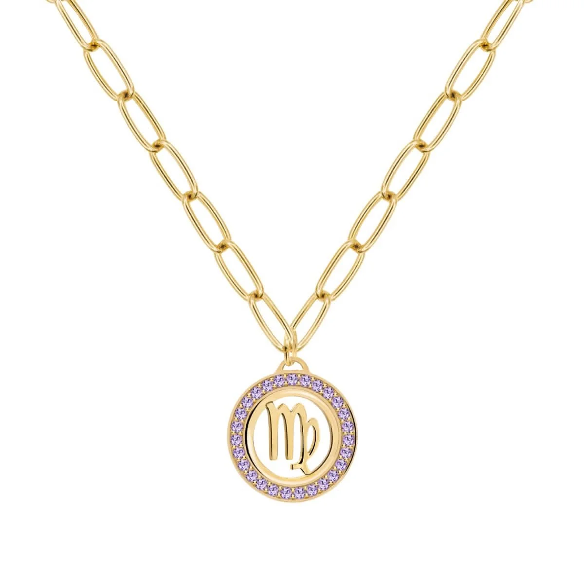 Virgo & Birthstone Pendant in 14k Gold - Image 8