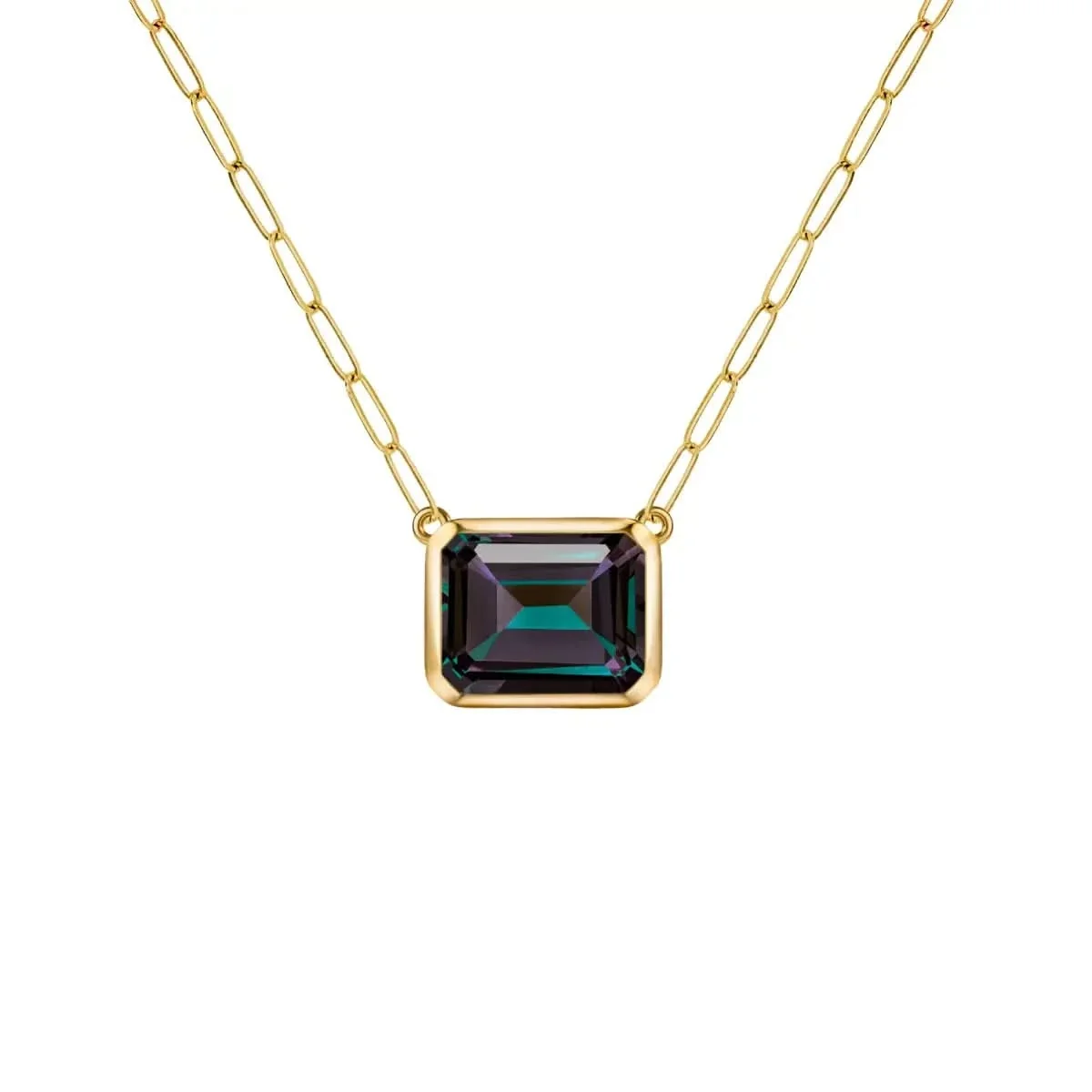 Warren Alexandrite Necklace on Adelaide Mini Chain in 14k Gold (June)