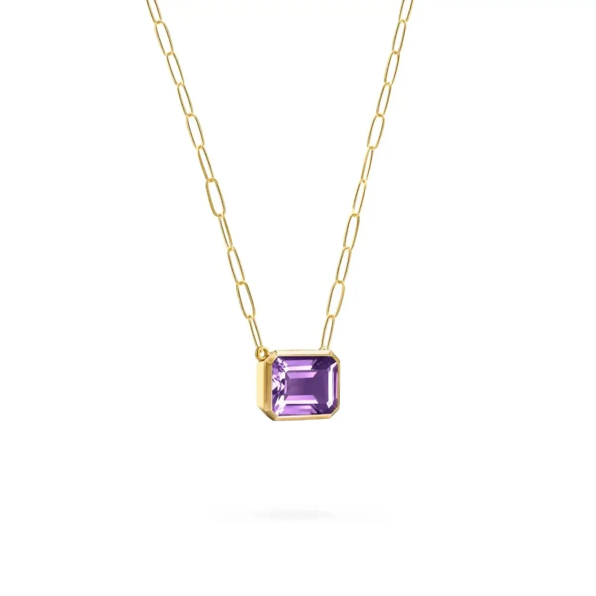 Warren Amethyst Necklace on Adelaide Mini Chain in 14k Gold (February) - Image 4