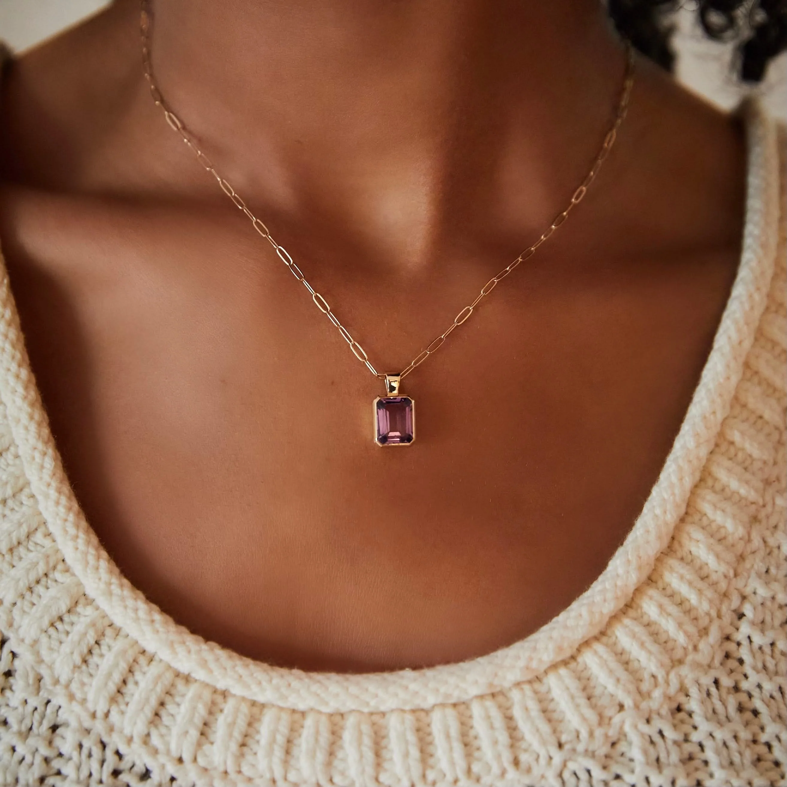 Warren Amethyst Pendant in 14k Gold (February) - Image 8