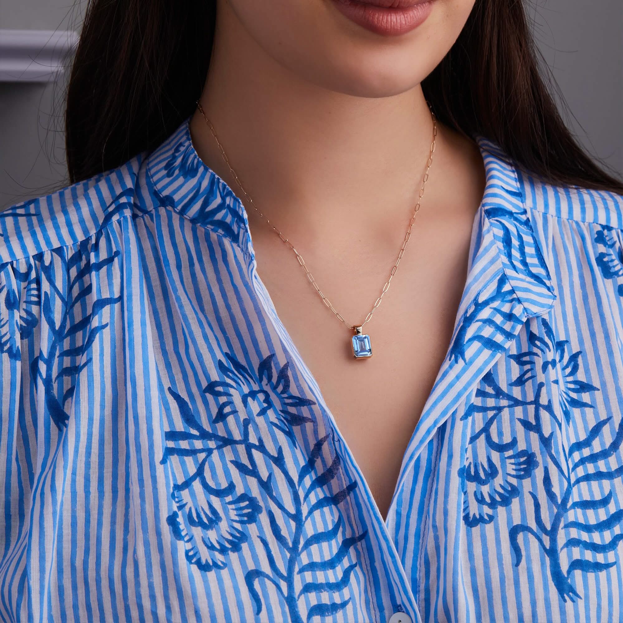 Warren Aquamarine Pendant in 14k Gold (March) - Image 2