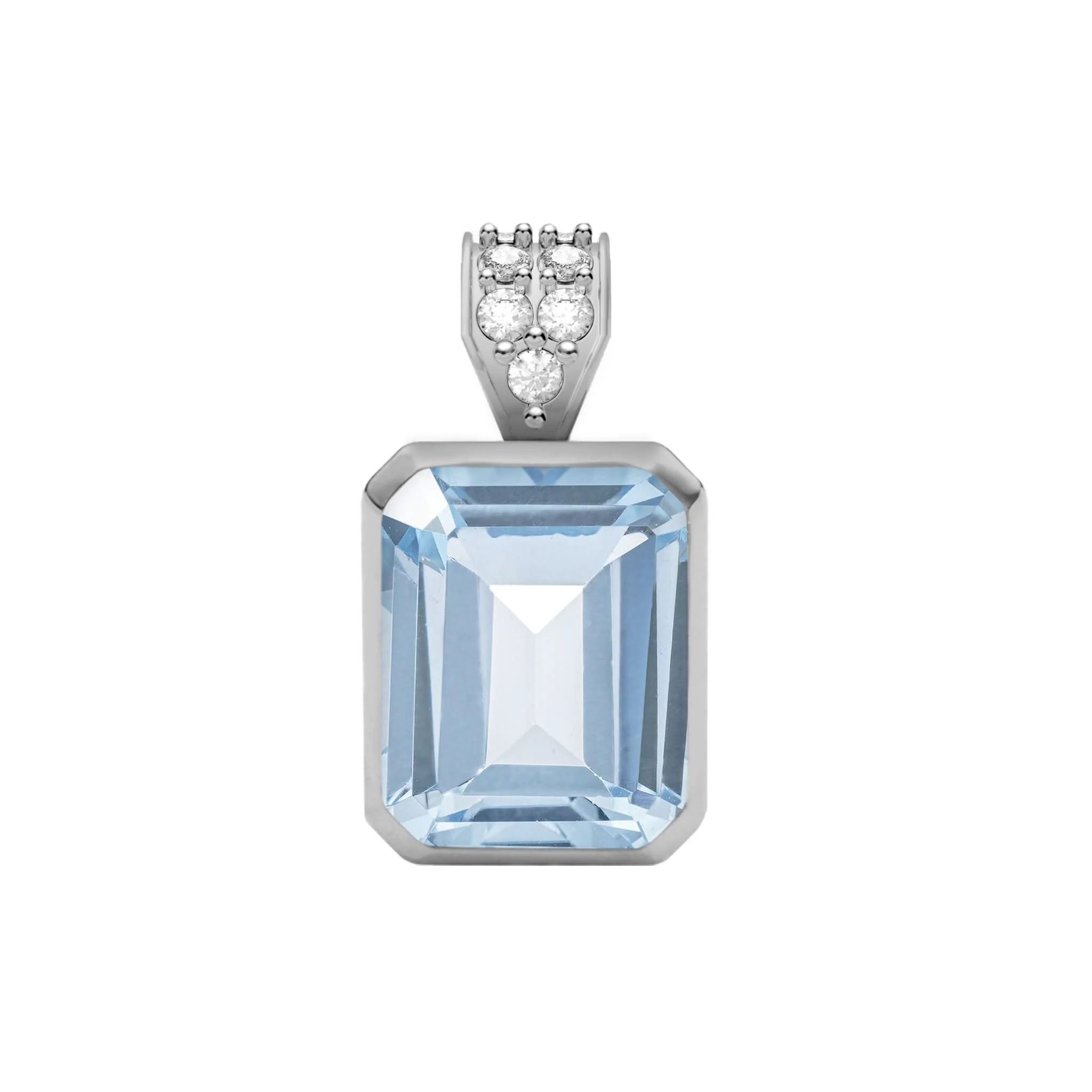 Warren Aquamarine Pendant with Diamond Bail in 14k Gold (March) - Image 5