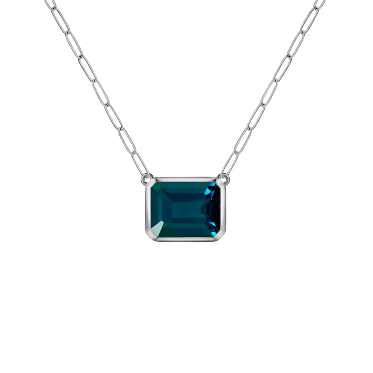 Warren Atlantic Blue Topaz Necklace on Adelaide Mini Chain in 14k Gold (December) - Image 7