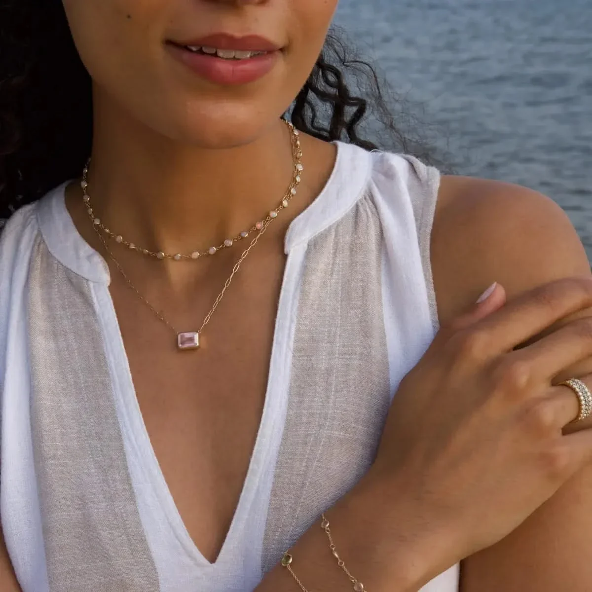 Warren Birthstone Necklace on Adelaide Mini Chain in 14k Gold - Image 6