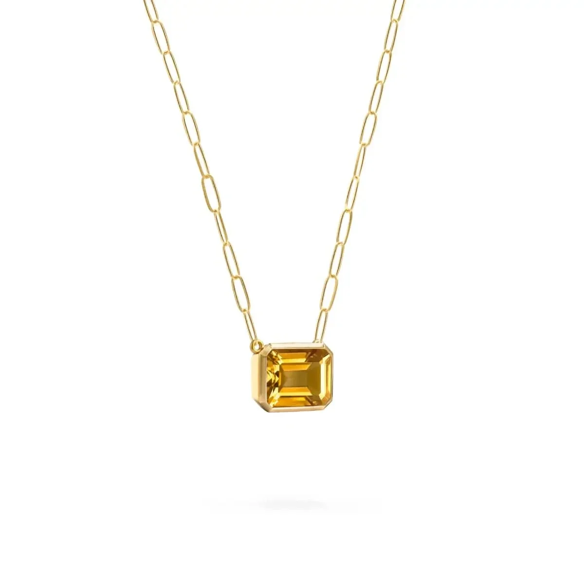 Warren Citrine Necklace on Adelaide Mini Chain in 14k Gold (November) - Image 4