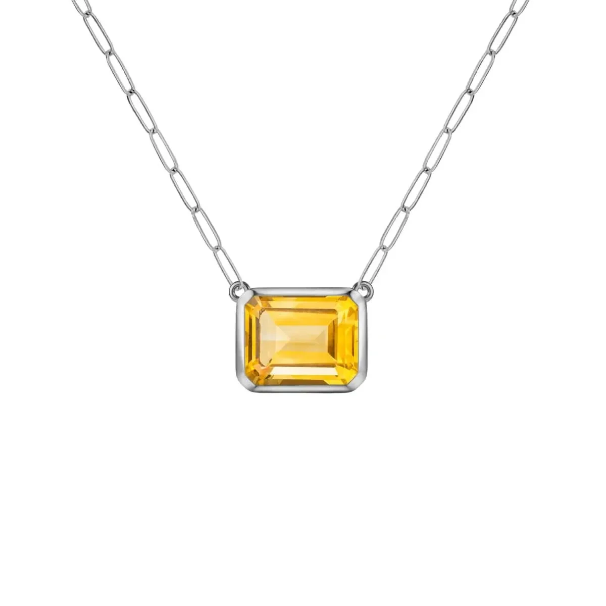 Warren Citrine Necklace on Adelaide Mini Chain in 14k Gold (November) - Image 7