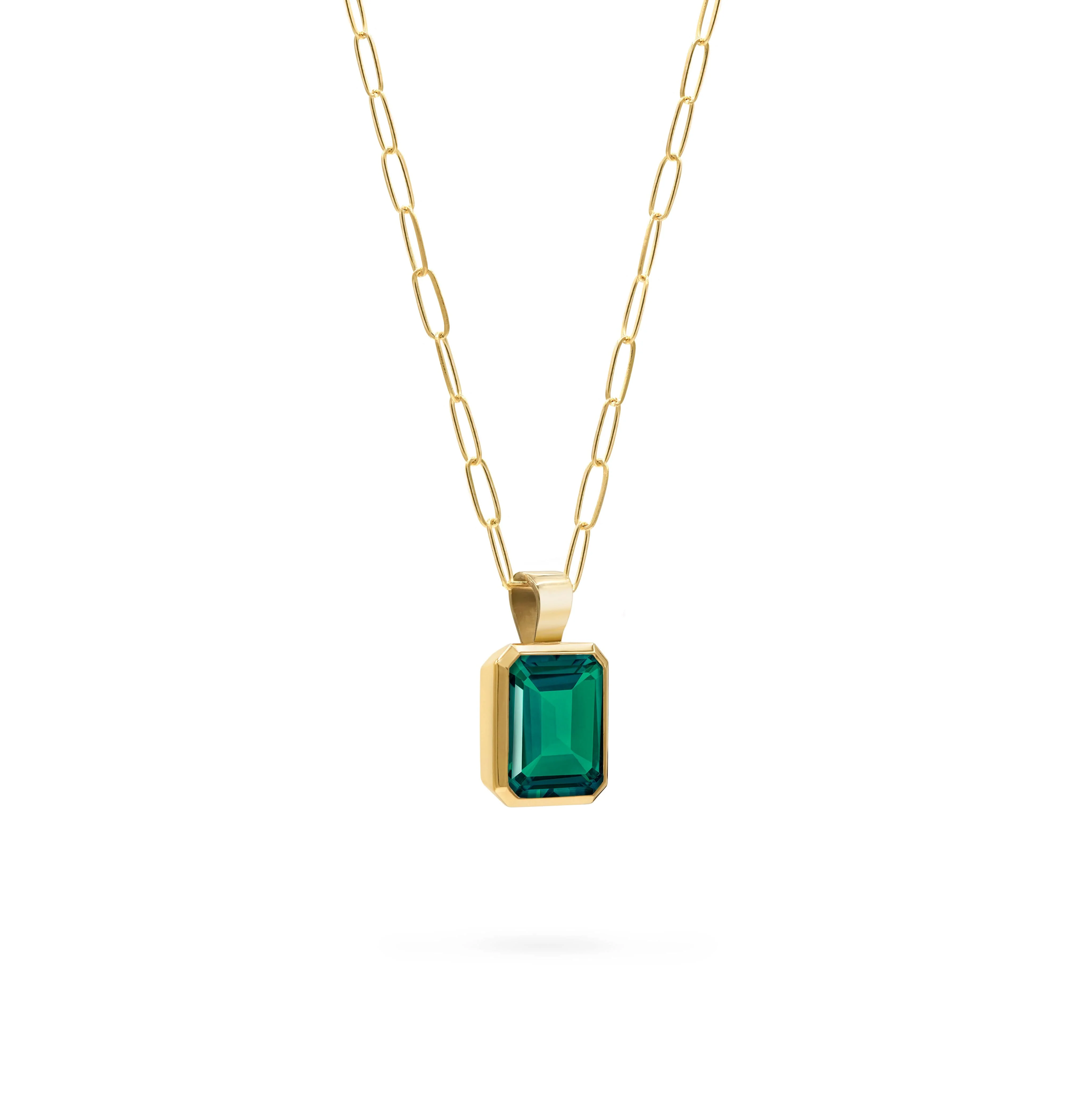 Warren Emerald Pendant in 14k Gold (May) - Image 4