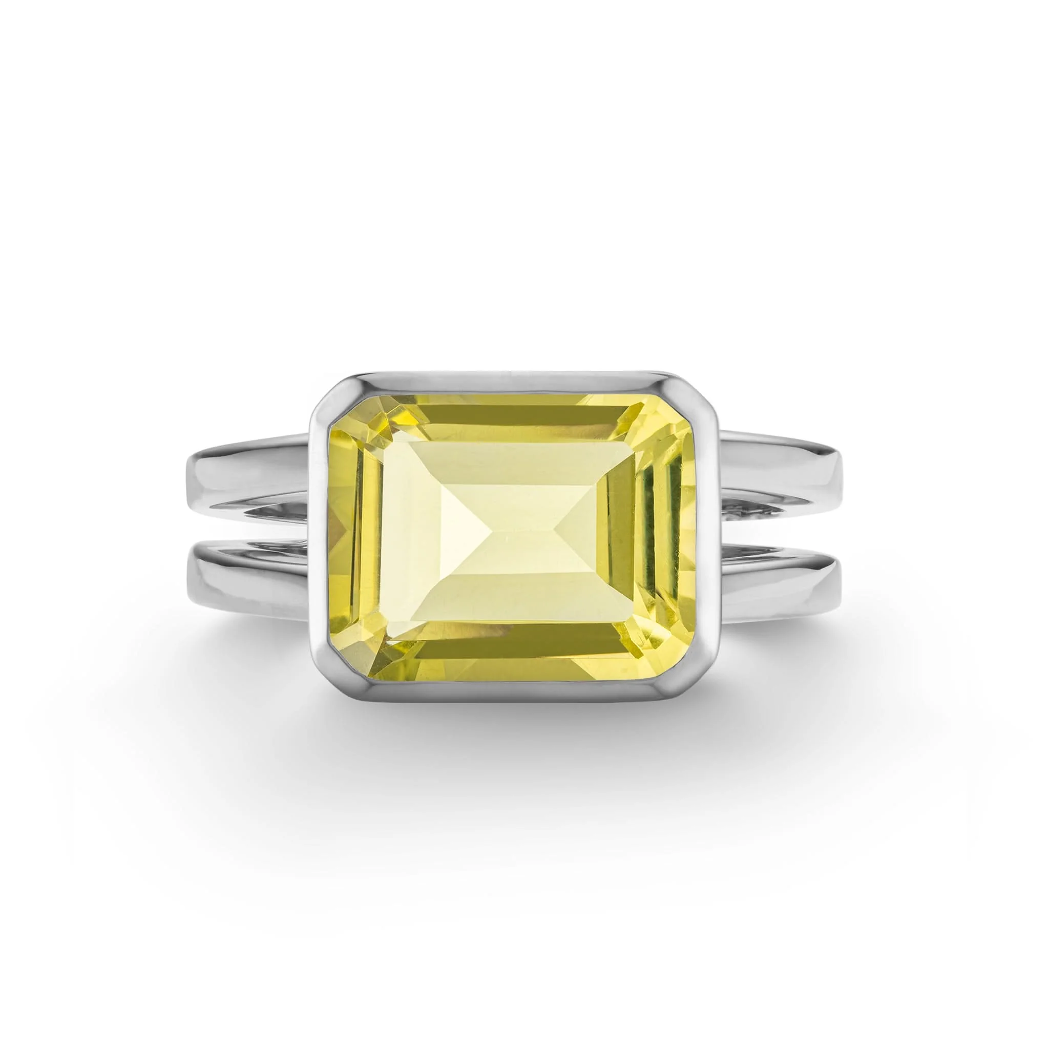 Warren Horizontal Lemon Verbena Quartz Ring in 14k Gold (August) - Image 7