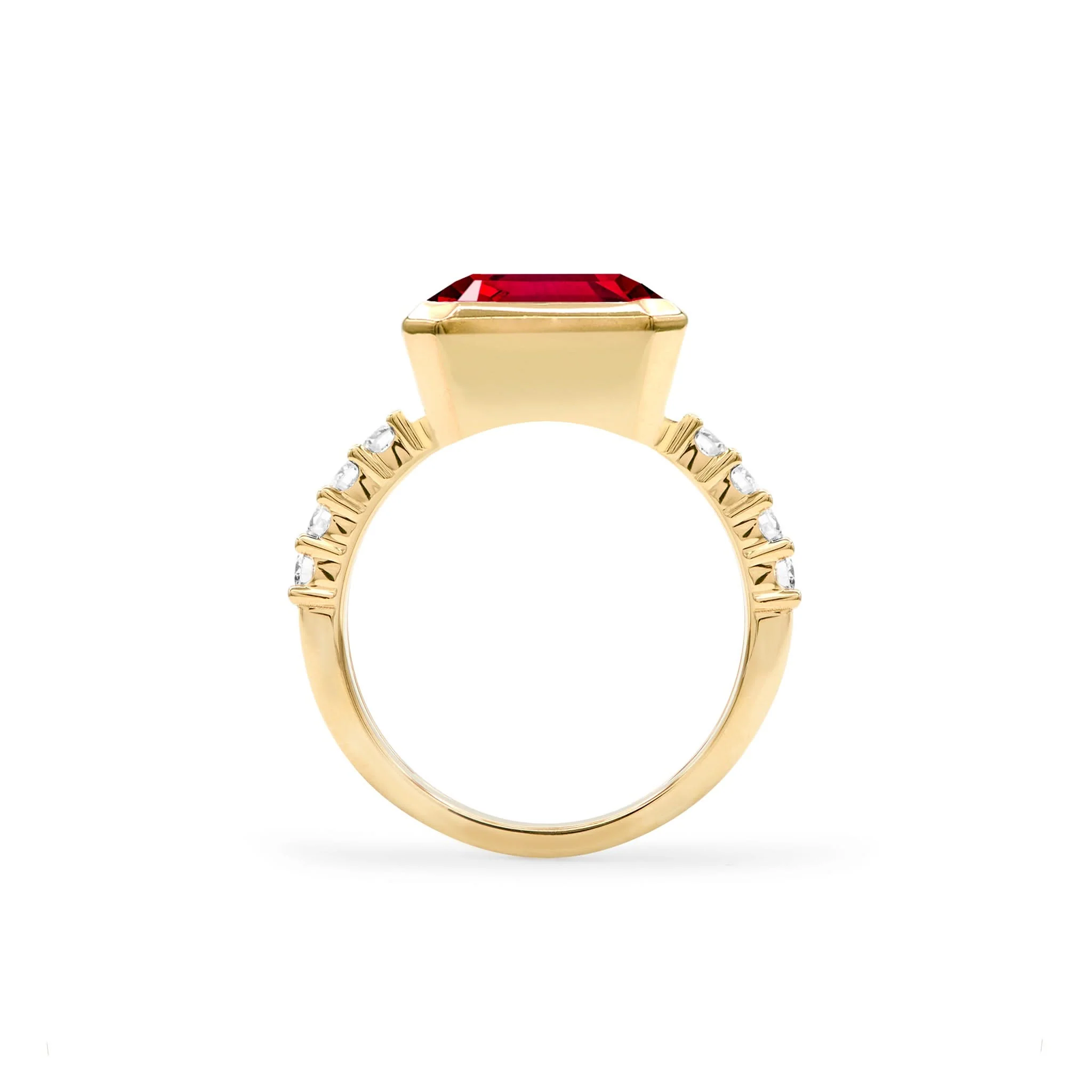 Warren Horizontal Ruby Ring with Diamonds in 14k Gold (July) - Image 5