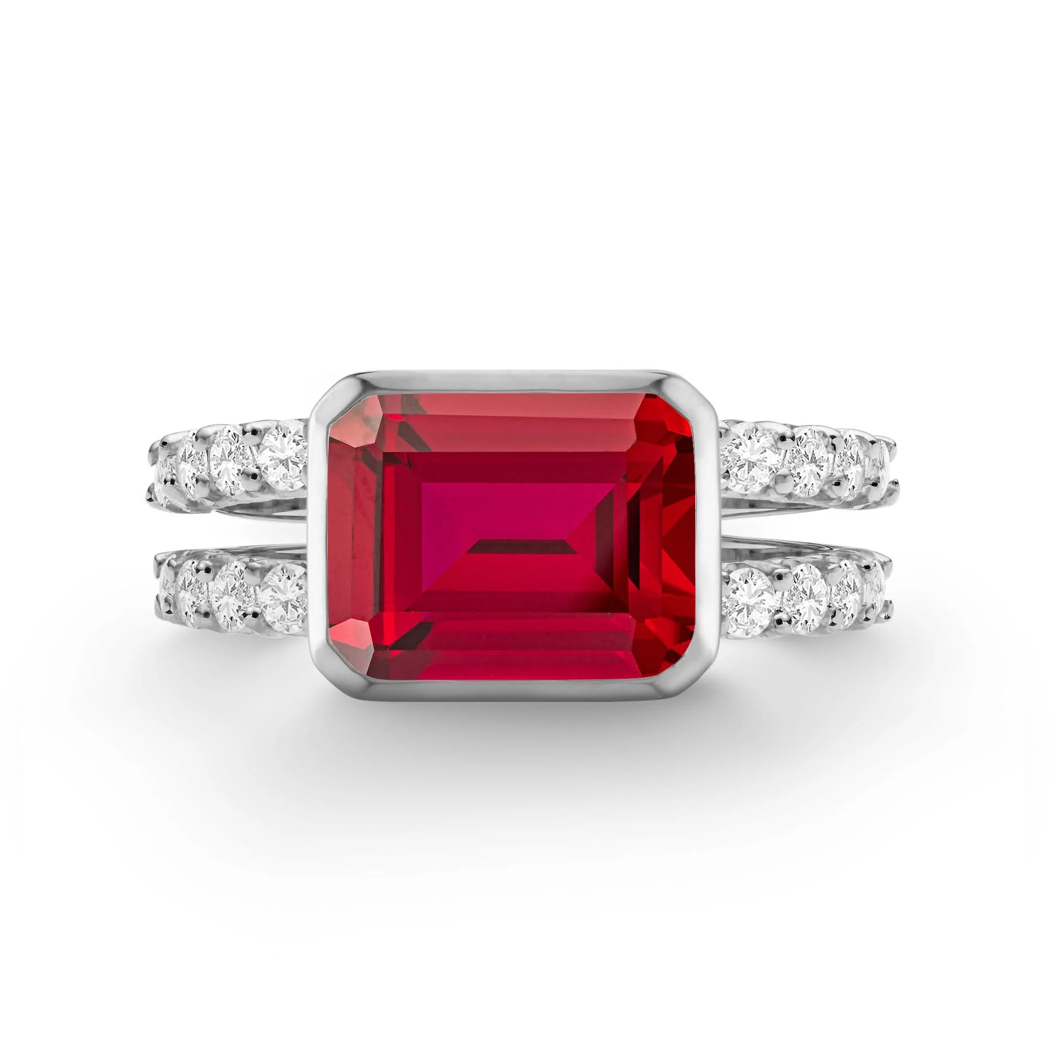 Warren Horizontal Ruby Ring with Diamonds in 14k Gold (July) - Image 8