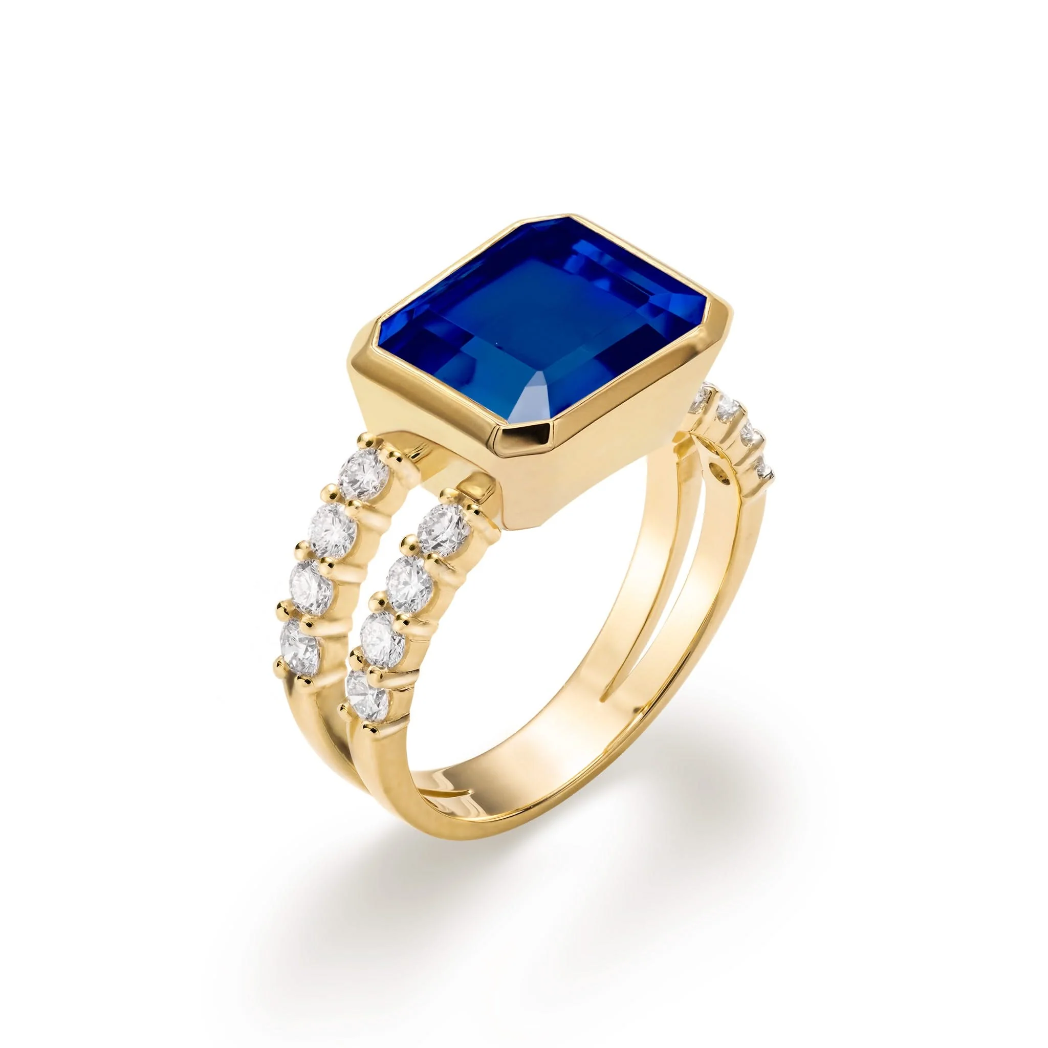 Warren Horizontal Sapphire Ring with Diamonds in 14k Gold (September) - Image 5