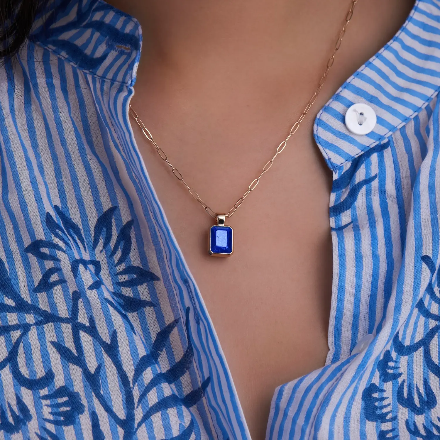 Warren Lapis Pendant in 14k Gold (September) - Image 2