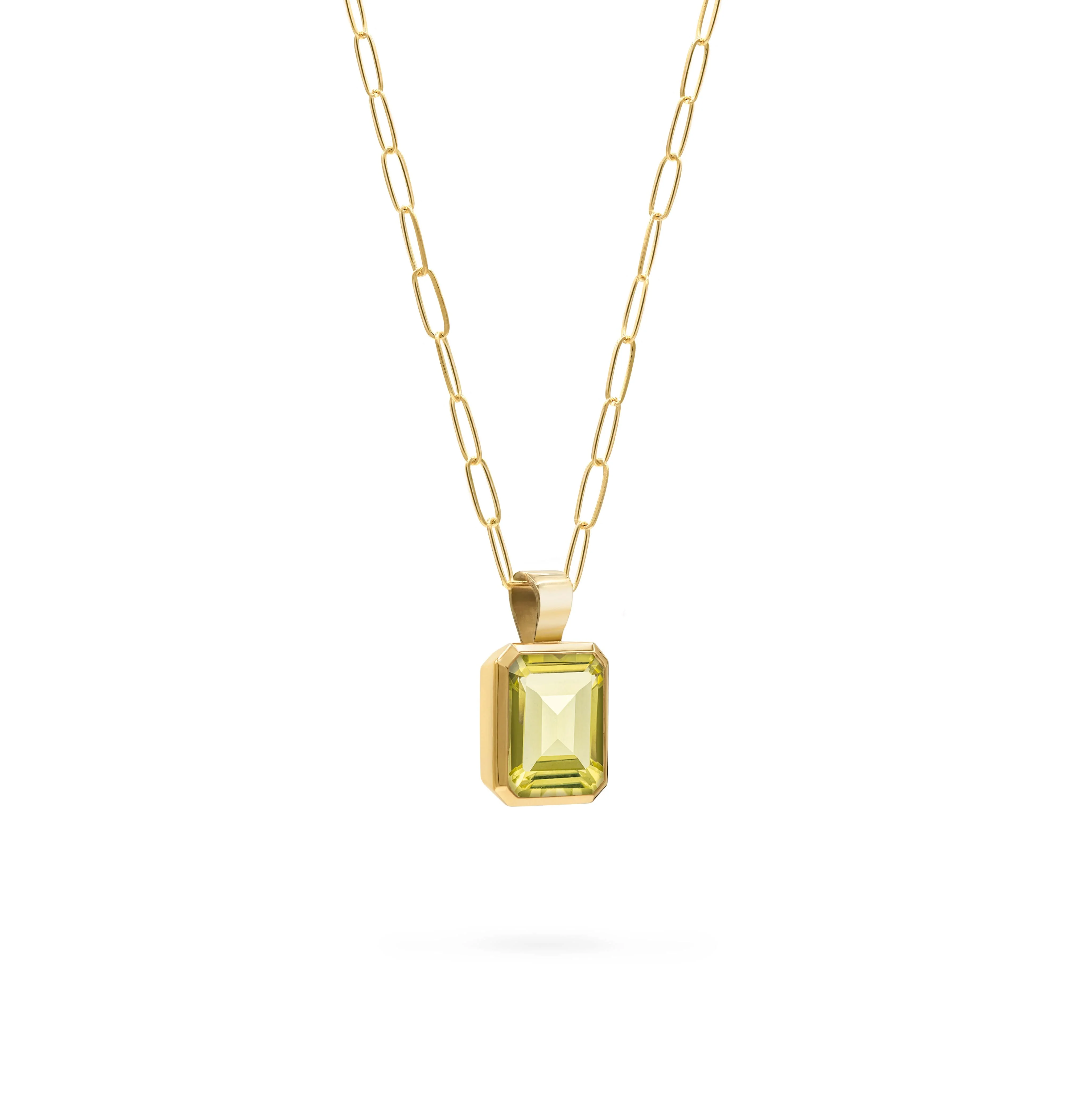 Warren Lemon Verbena Quartz Pendant in 14k Gold (August) - Image 4