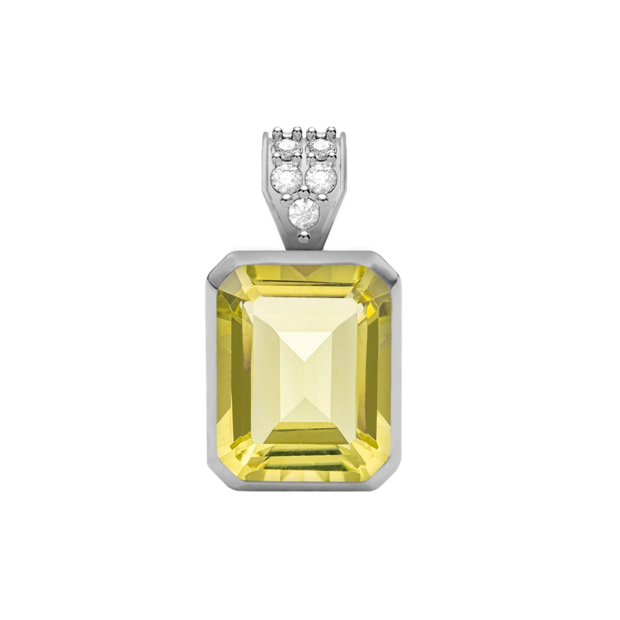 Warren Lemon Verbena Quartz Pendant with Diamond Bail in 14k Gold (August) - Image 5