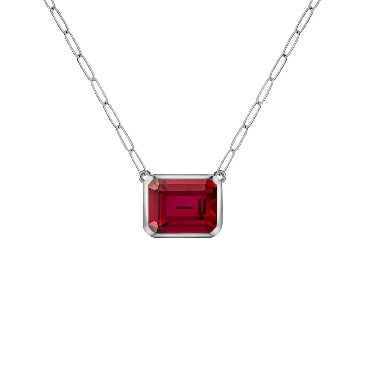 Warren Ruby Necklace on Adelaide Mini Chain in 14k Gold (July) - Image 7