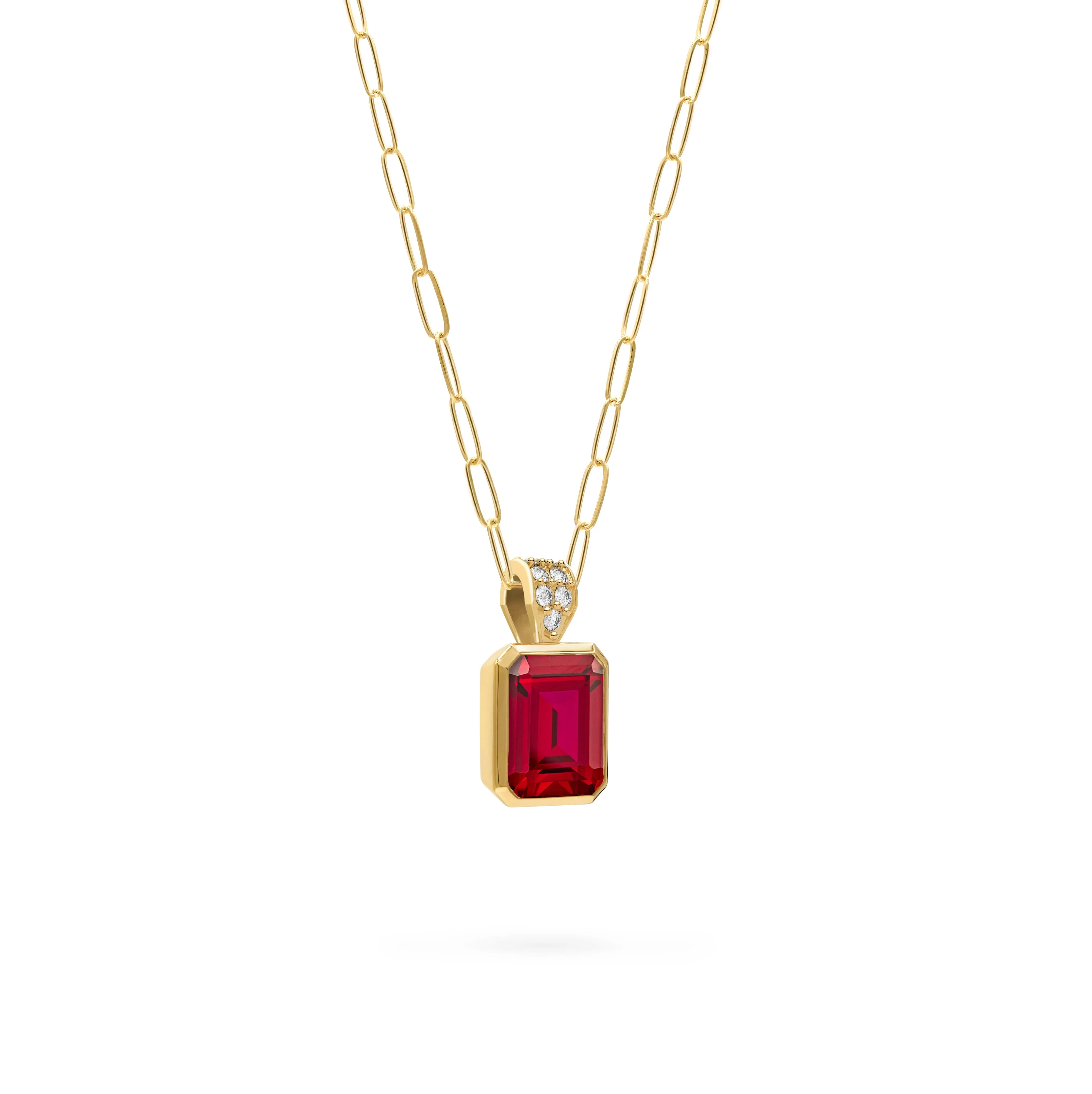 Warren Ruby Pendant with Diamond Bail in 14k Gold (July) - Image 4