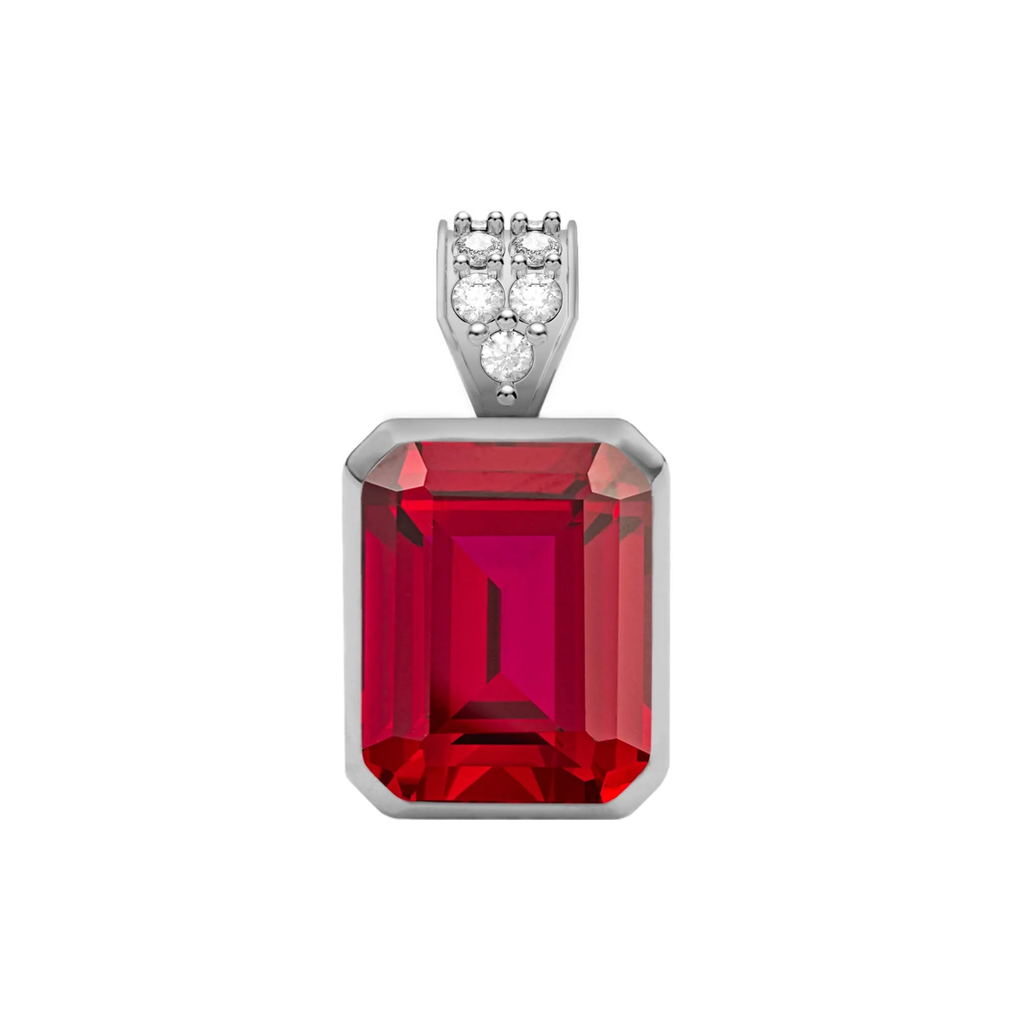 Warren Ruby Pendant with Diamond Bail in 14k Gold (July) - Image 5