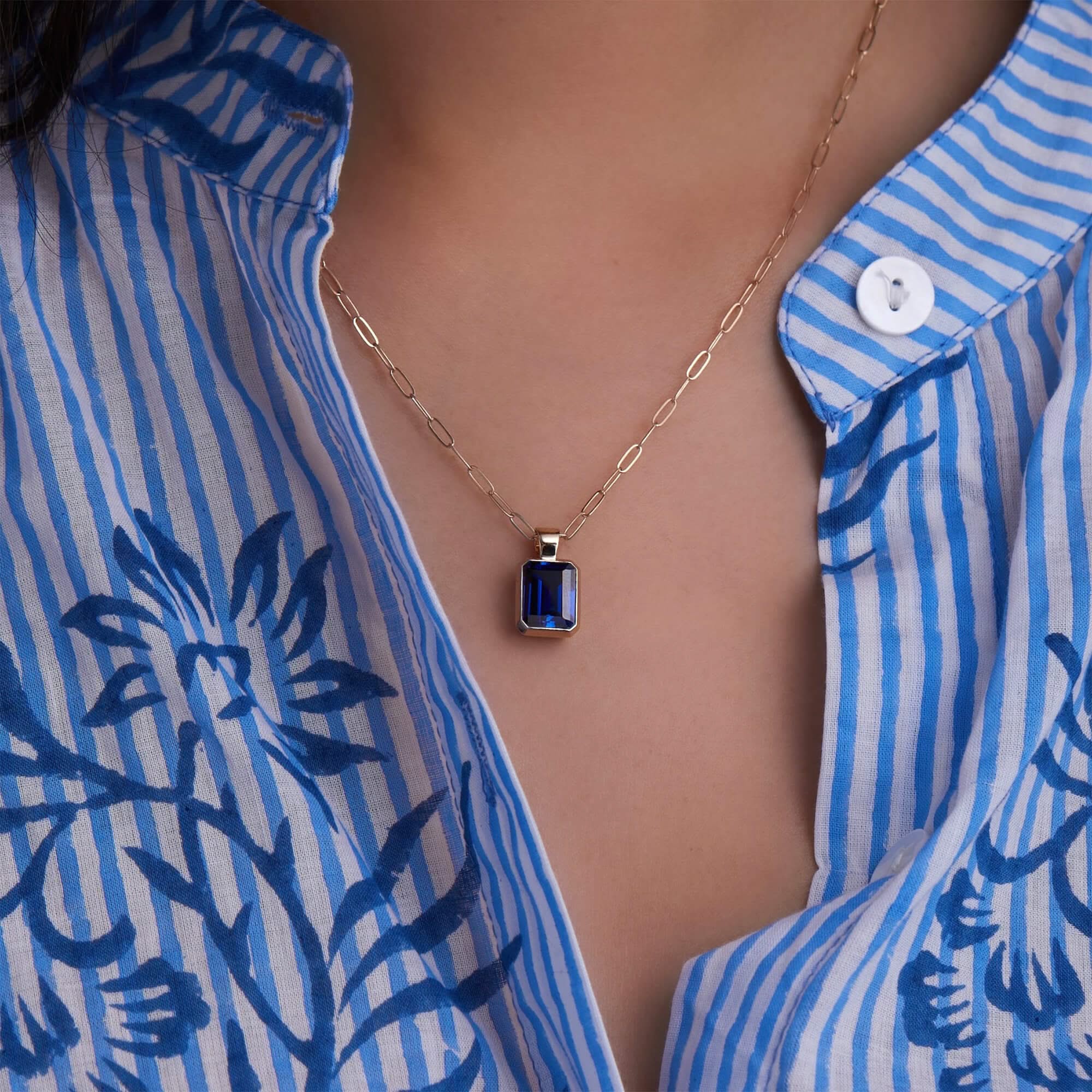 Warren Sapphire Pendant in 14k Gold (September) - Image 3