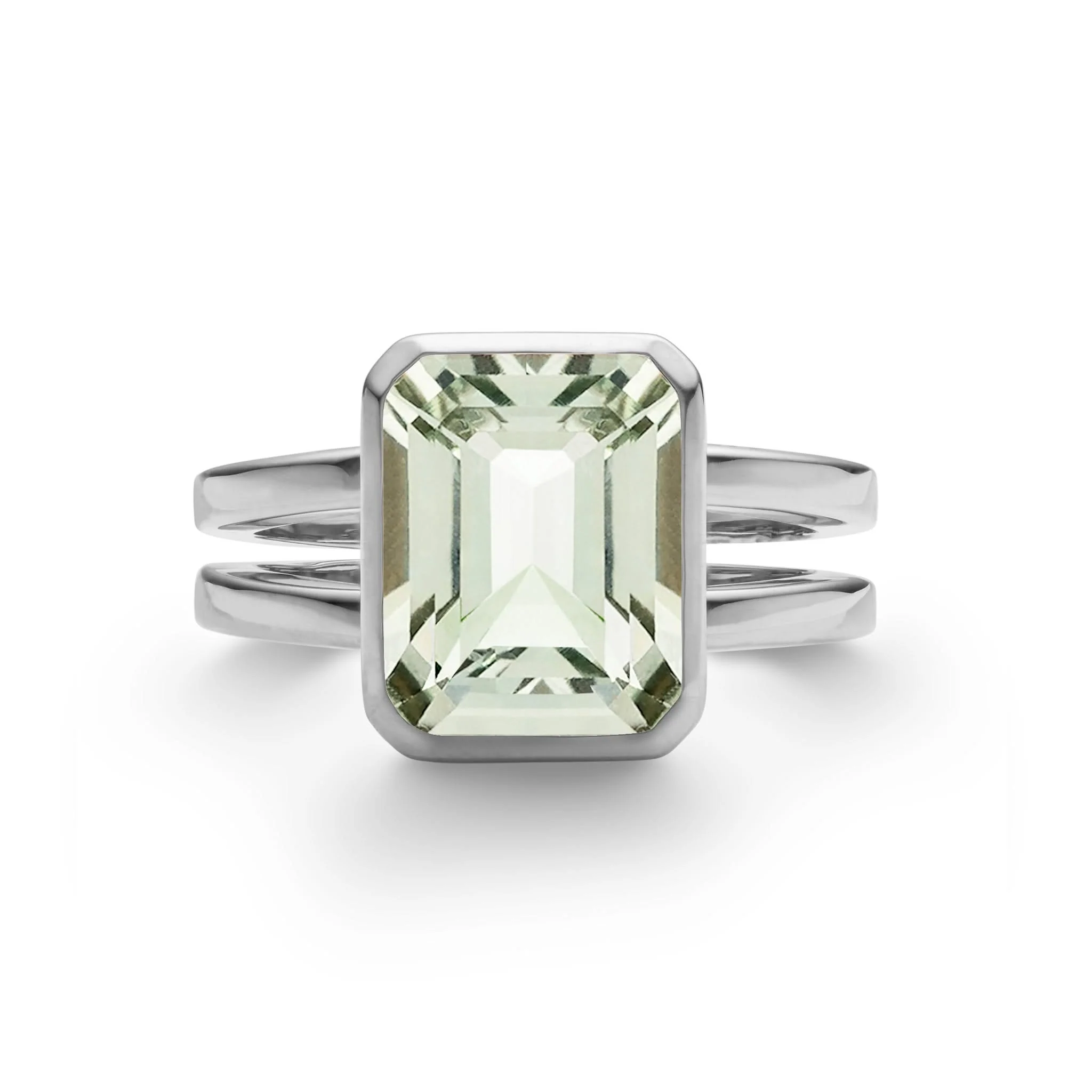 Warren Vertical Green Amethyst Ring in 14k Gold (February) - Image 8