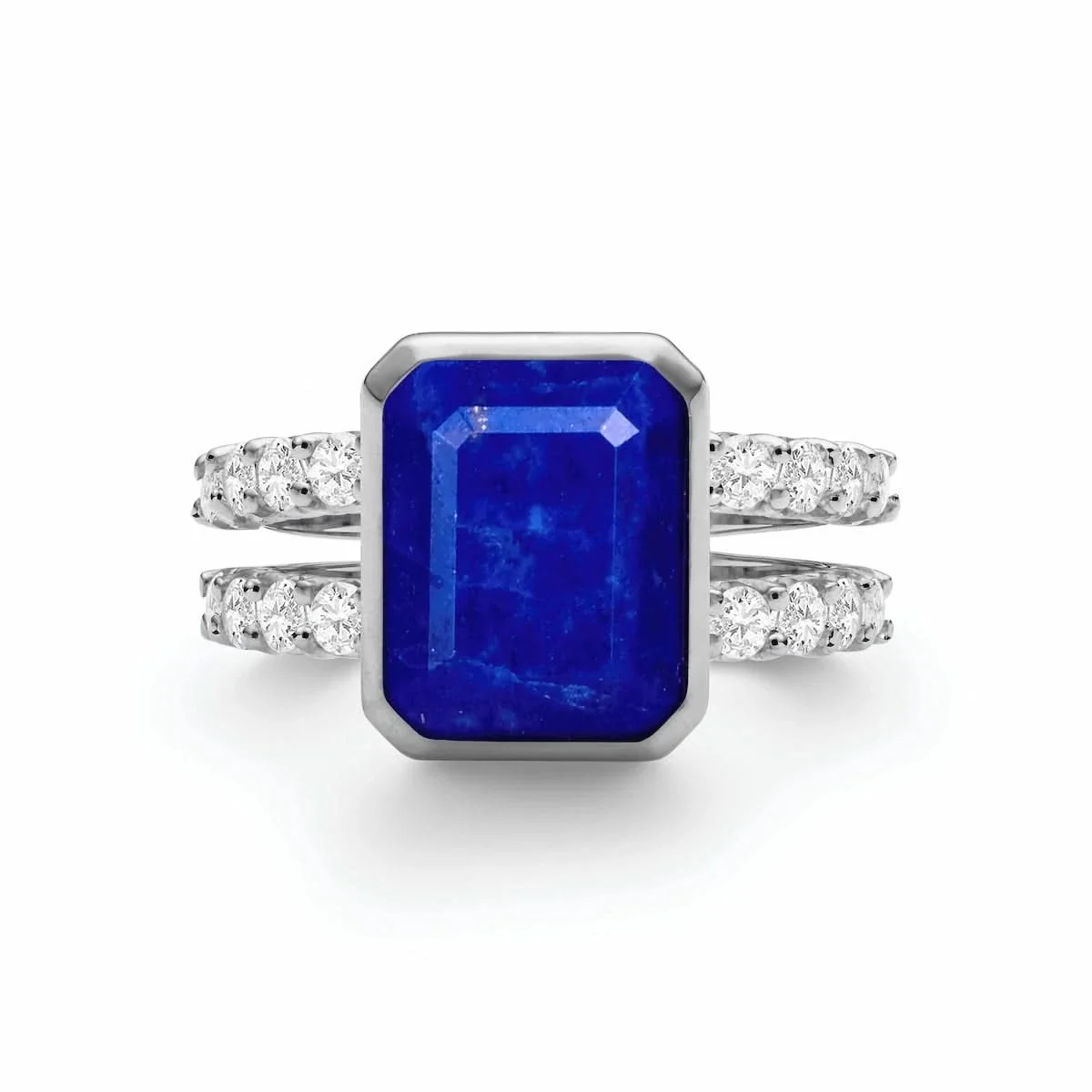 Warren Vertical Lapis Ring with Diamonds in 14k Gold (September) - Image 4